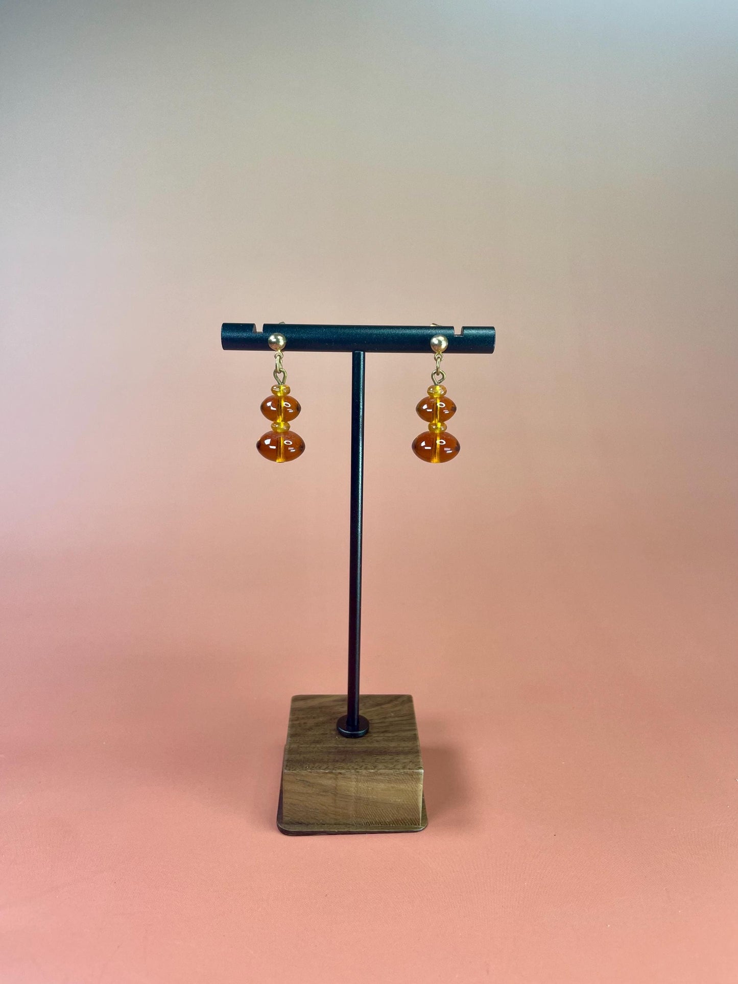1 inch Vintage Amber Toned Dangle Earrings