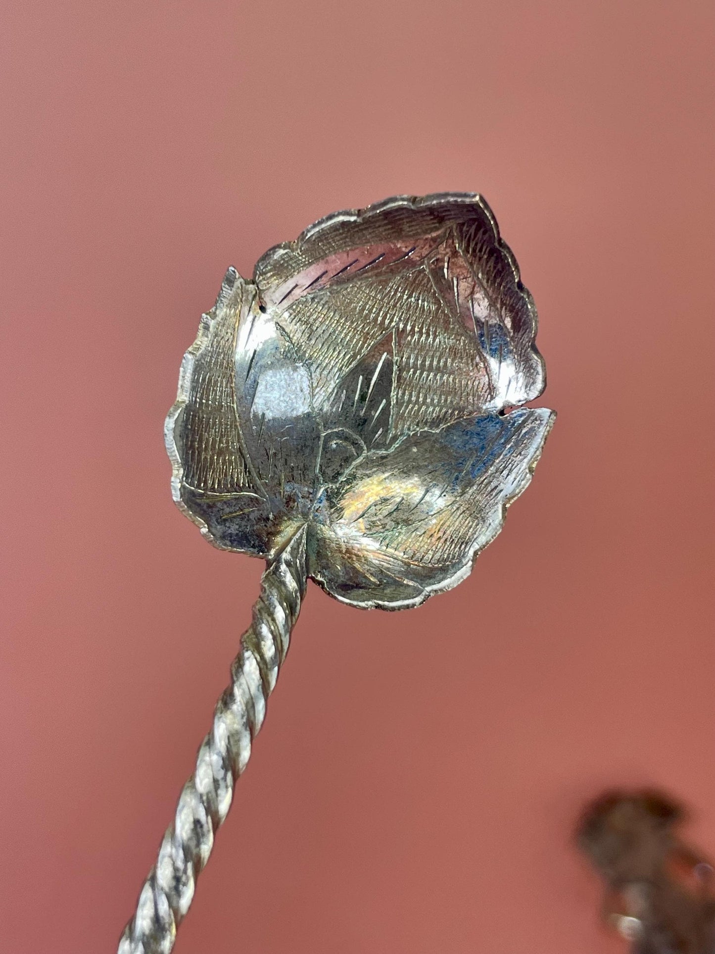A  Beautiful set of six Asian silver spoons  great value and need polish- perfect gift - tea time