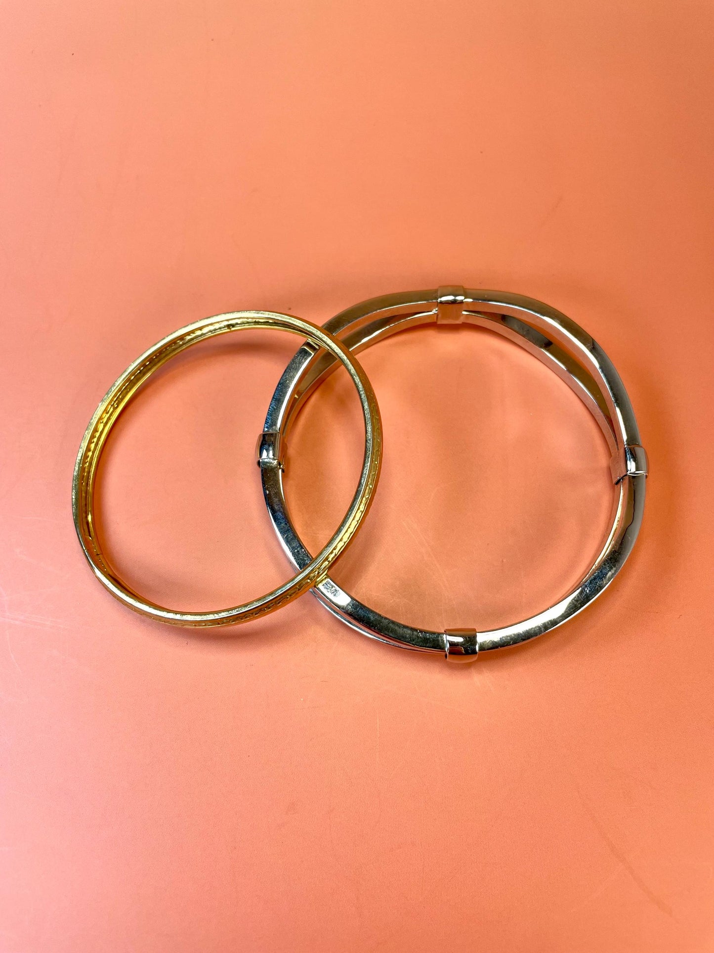 Set of Two Bangle Bracelets  Untested Gold and Silver