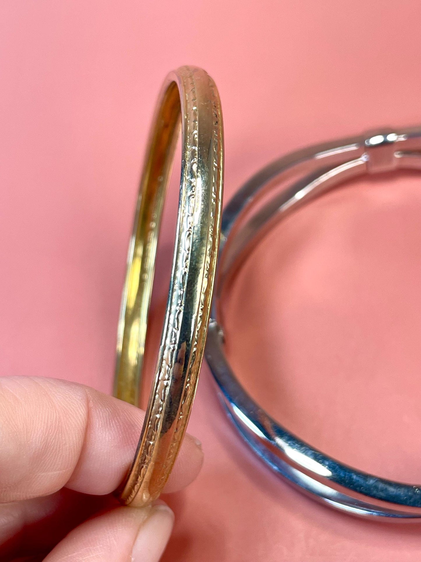 Set of Two Bangle Bracelets  Untested Gold and Silver