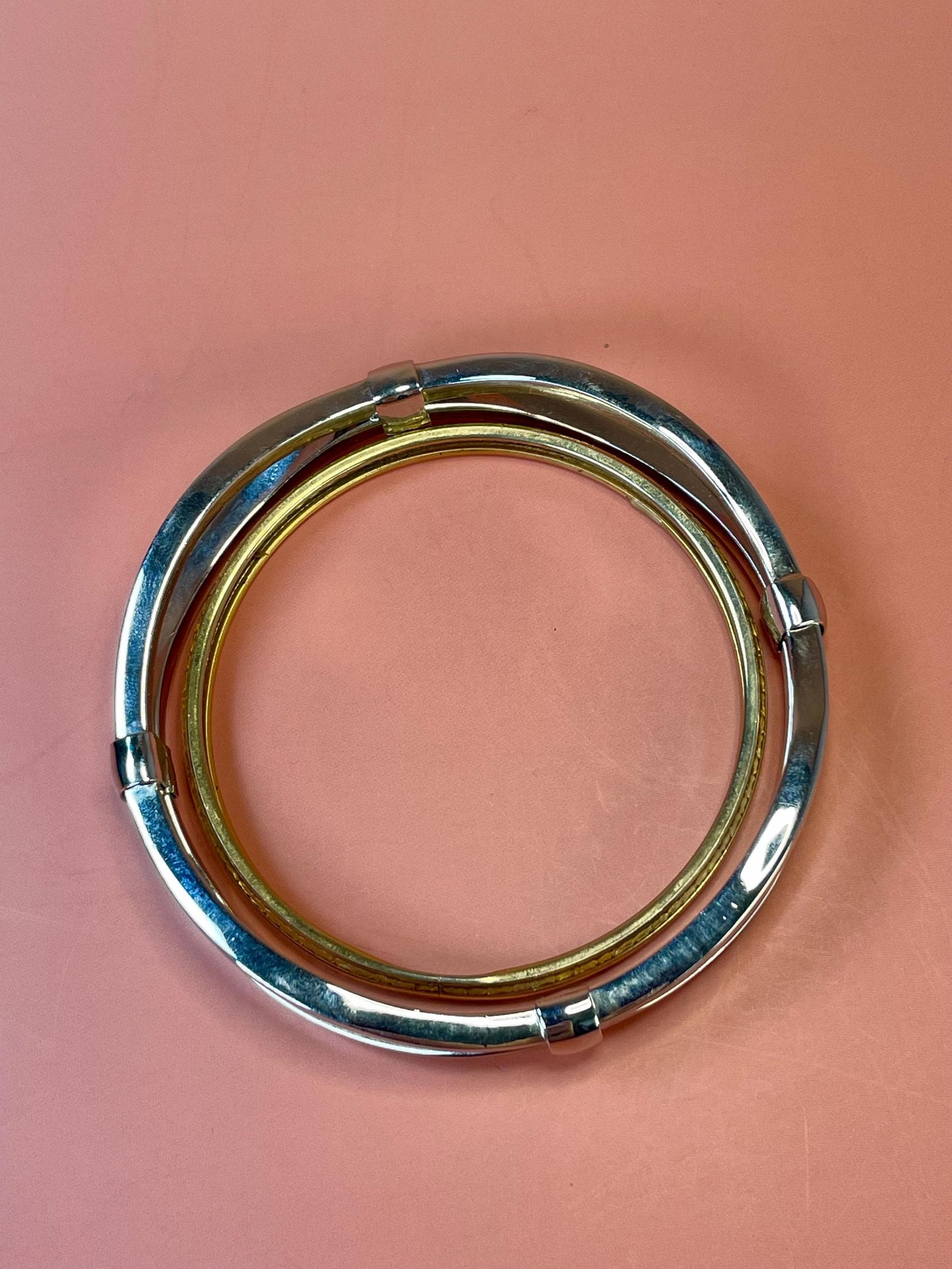 Set of Two Bangle Bracelets  Untested Gold and Silver