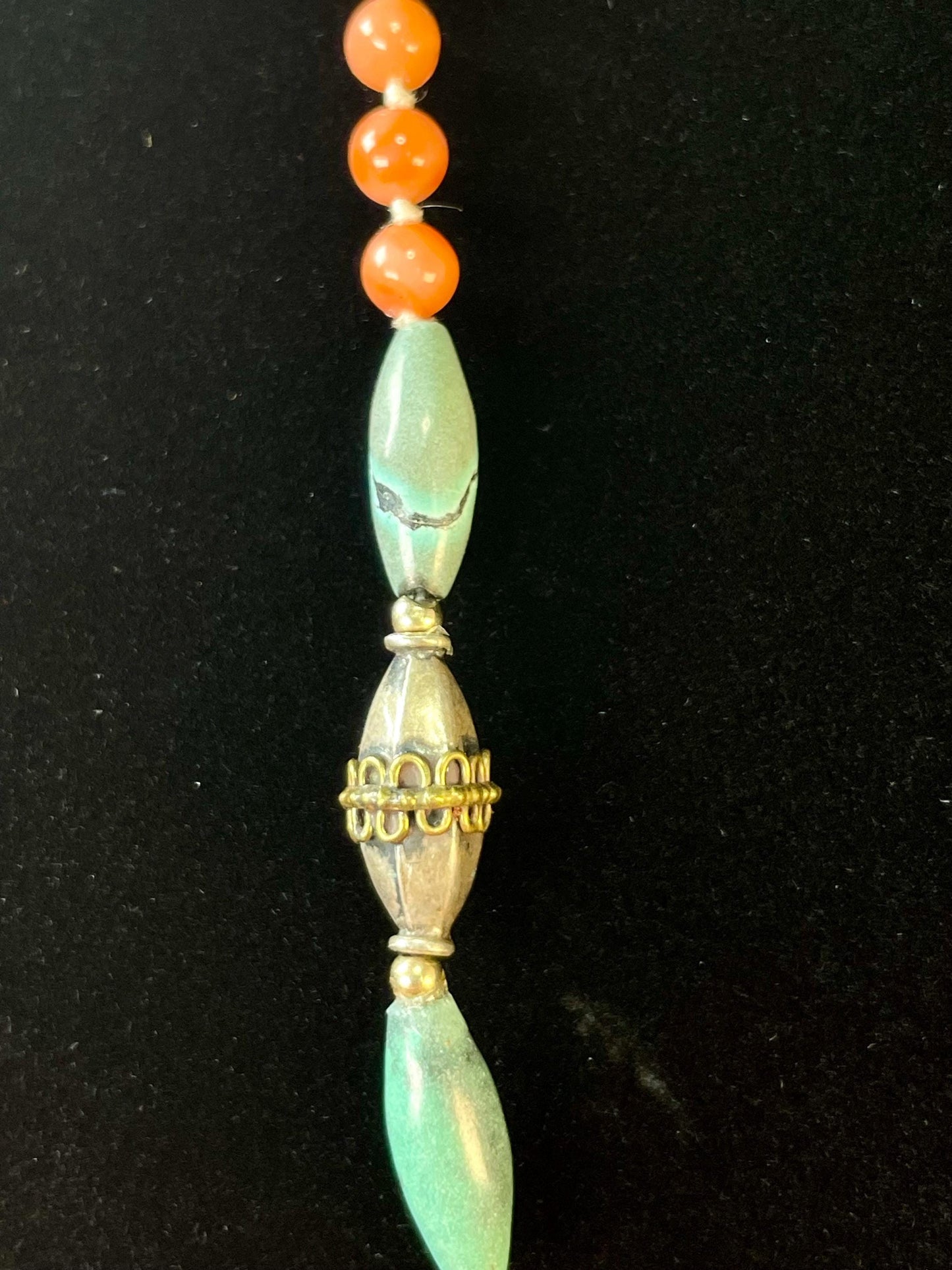 Antique Chinese Silver Coral and Turquoise Necklace