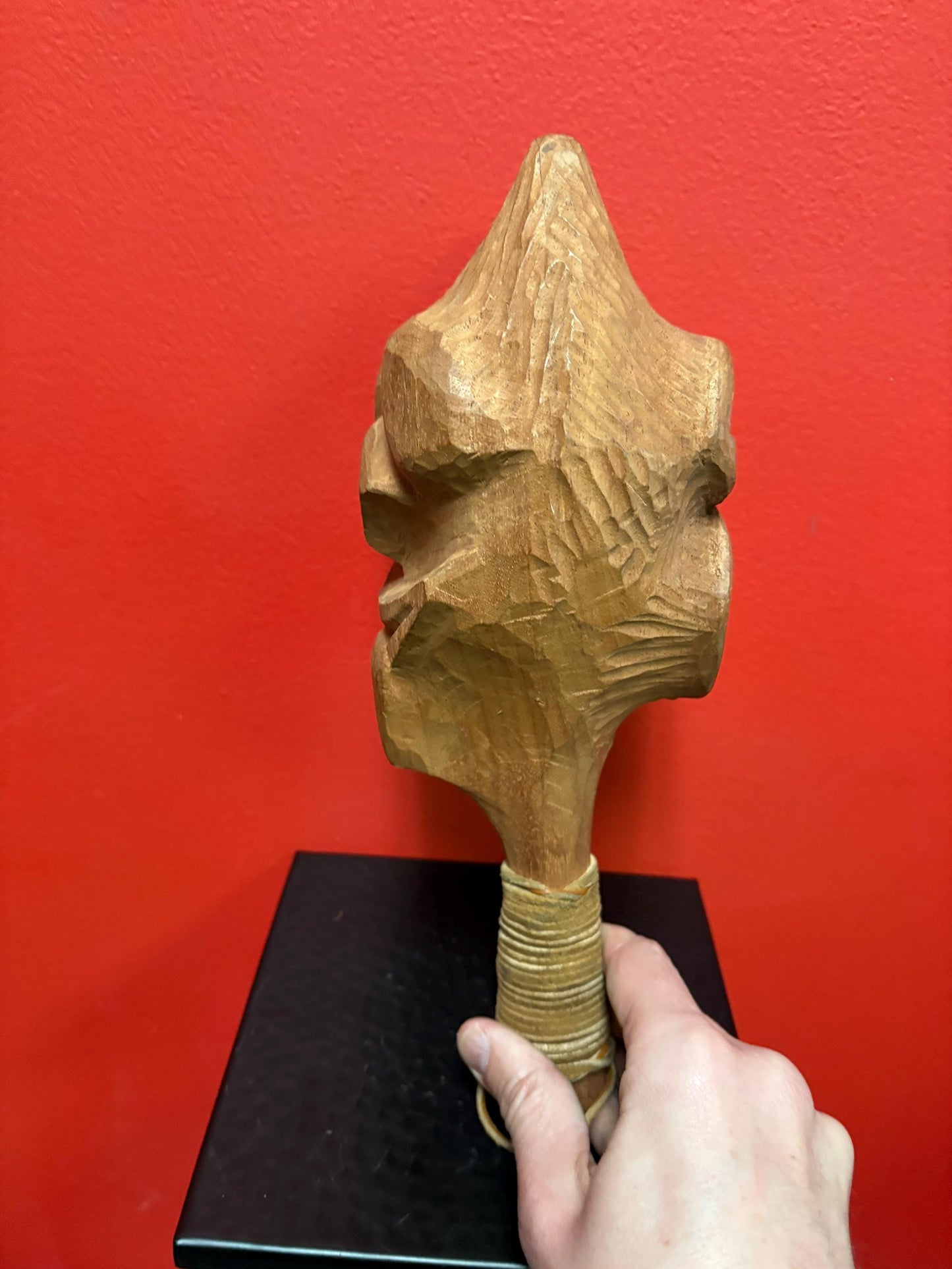 Stunning primitive indigenous first nation, Pacific Northwest Coast 13 inch long wooden rattle with great sound  unsigned beauty