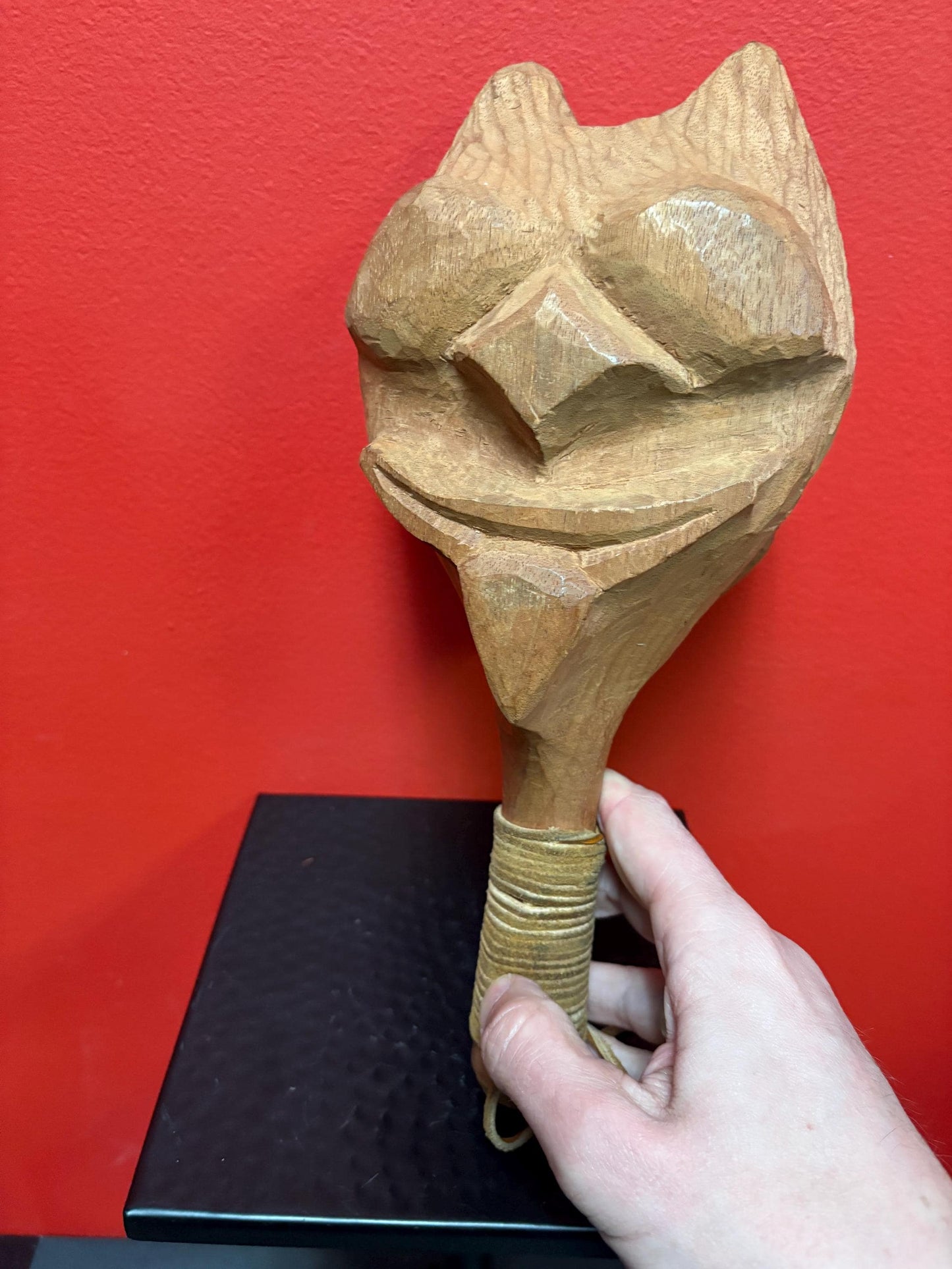 Stunning primitive indigenous first nation, Pacific Northwest Coast 13 inch long wooden rattle with great sound  unsigned beauty