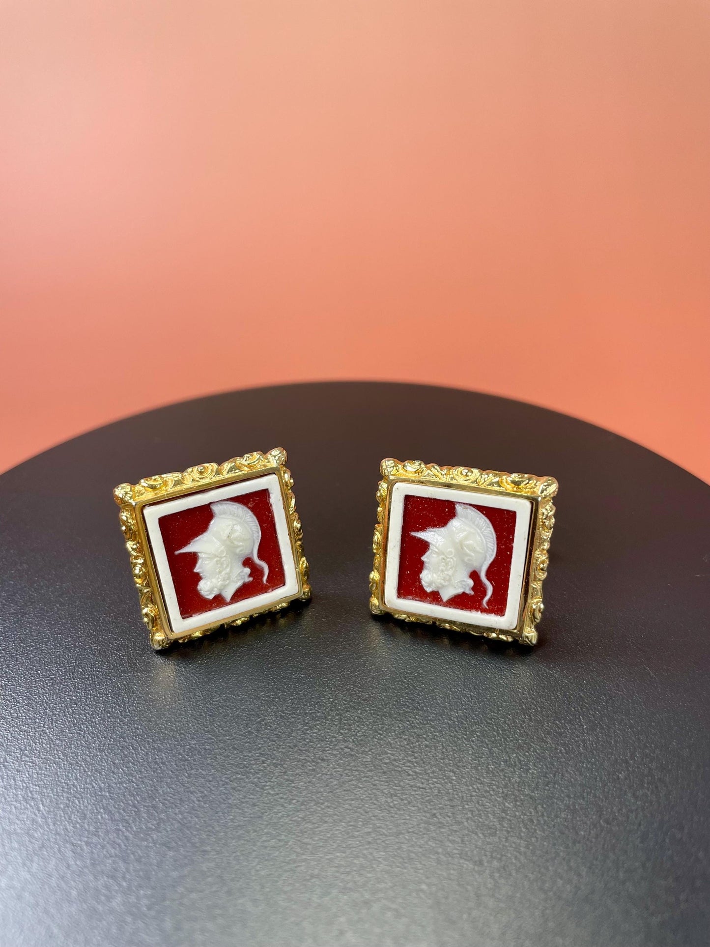Vintage Goldtone Cameo cufflinks  perfect gift -