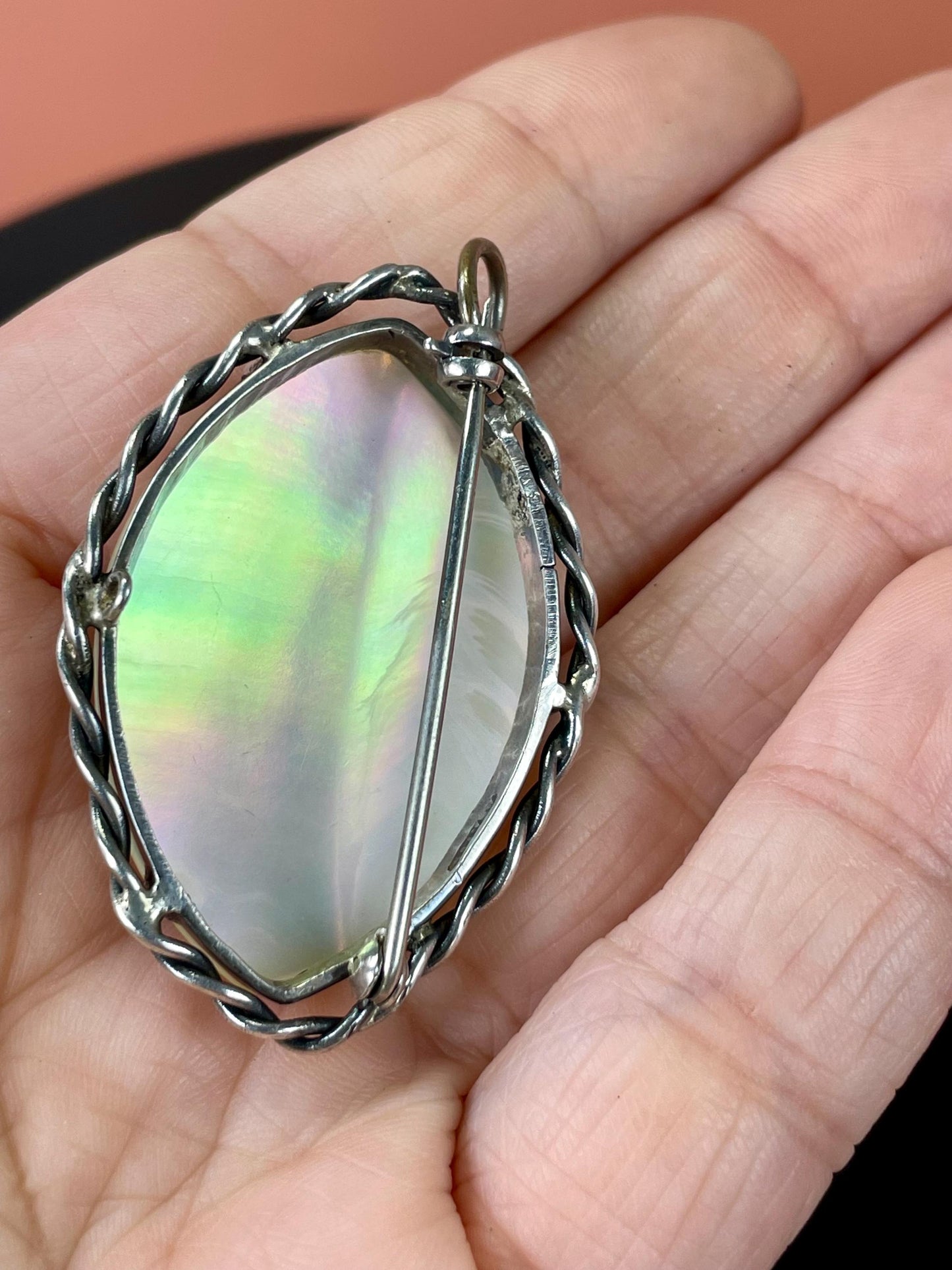 Absolutely fabulous 1.75 inch Abalone and Silver brooch - Great Condition and Great gift