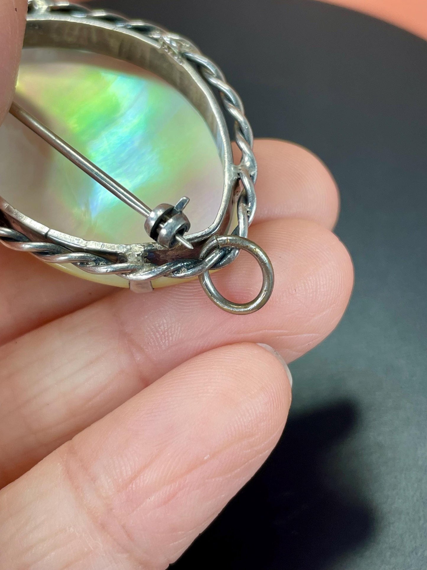 Absolutely fabulous 1.75 inch Abalone and Silver brooch - Great Condition and Great gift