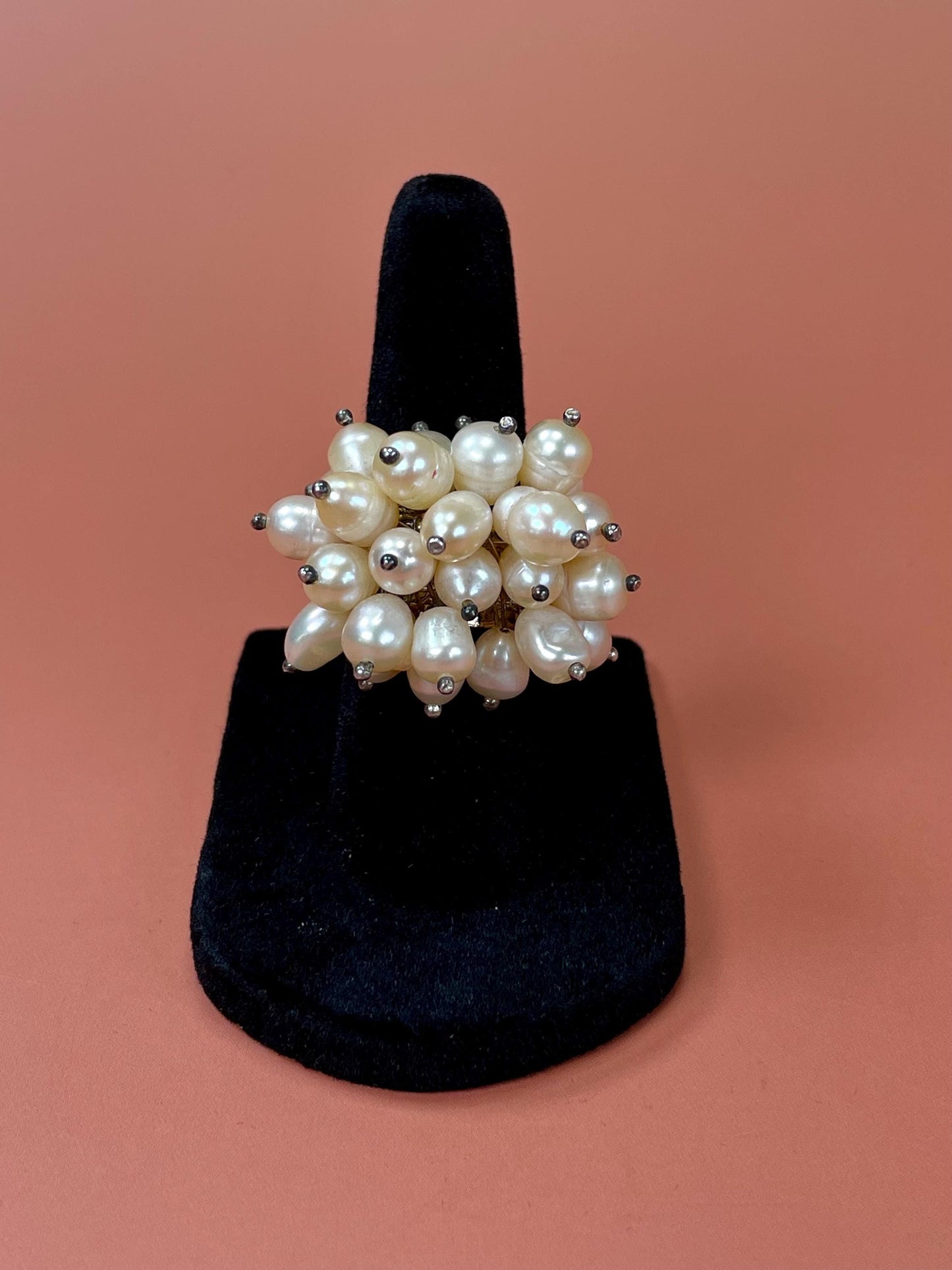 Beautiful sterling silver and Pearl ring   size 5.5  Unique and beautiful  amazing value