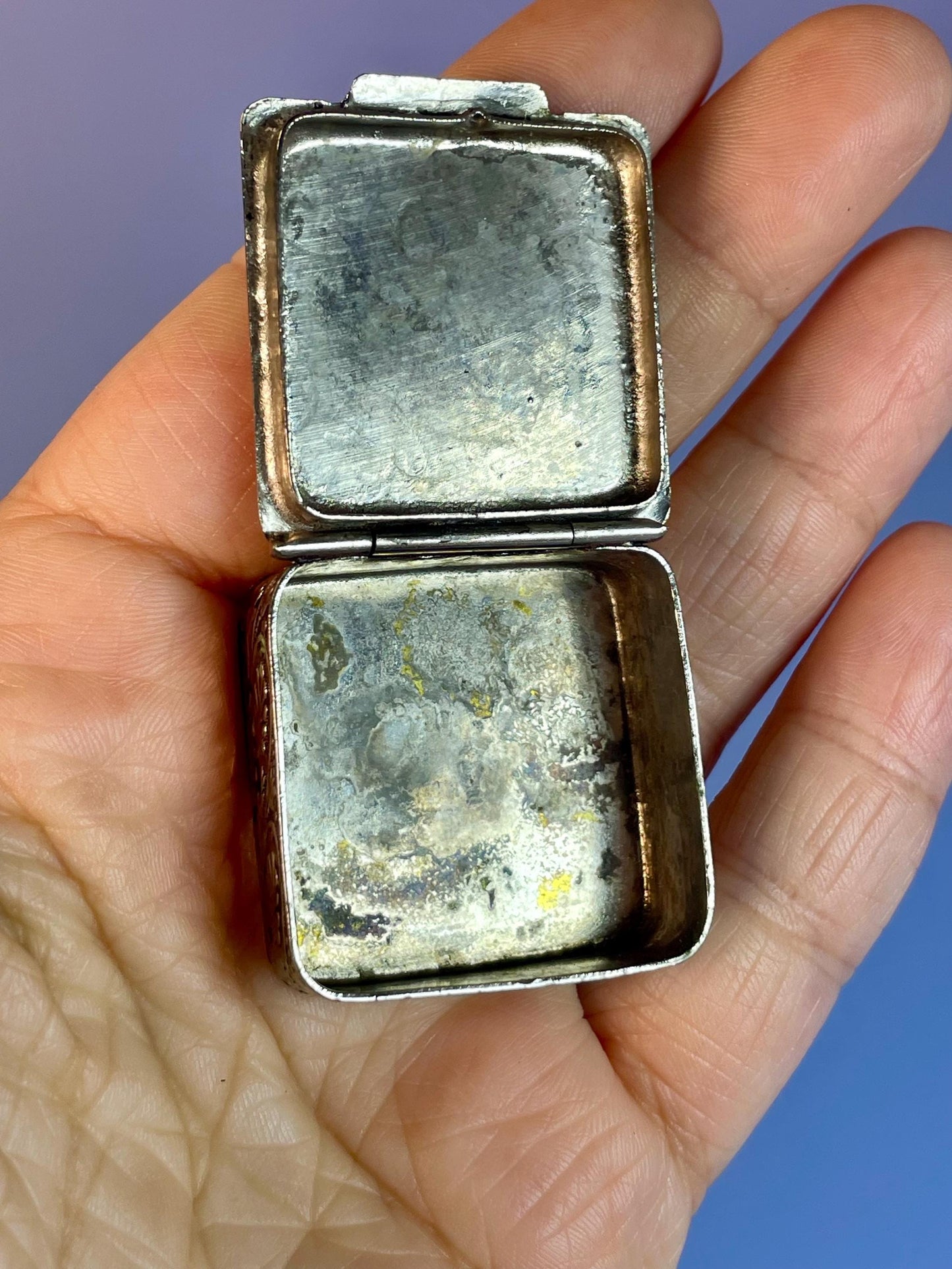 Antique Italian untested Silver box  1.25 inches  good value