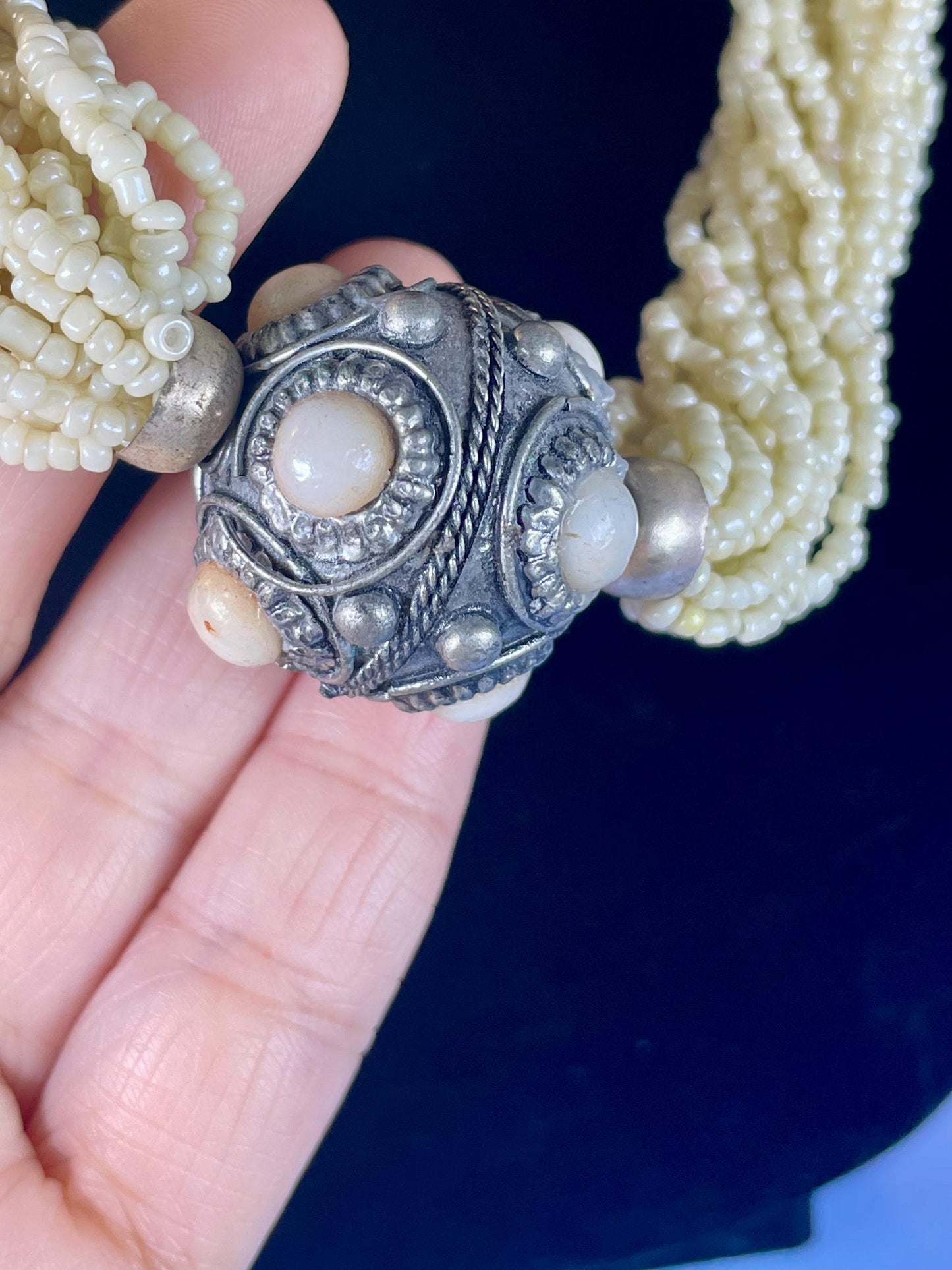 Lovely approximately 24.5 inch long untested silver and beaded necklace  great quality, and look and perfect gift