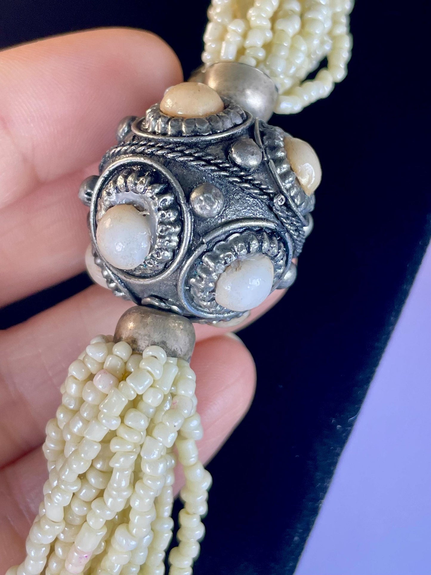 Lovely approximately 24.5 inch long untested silver and beaded necklace  great quality, and look and perfect gift