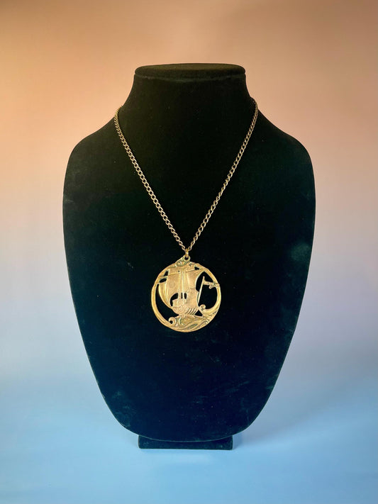 Fabulous 19 inch long copper necklace, 2.5 inch ship pendant  Stunning piece and perfect for a gift