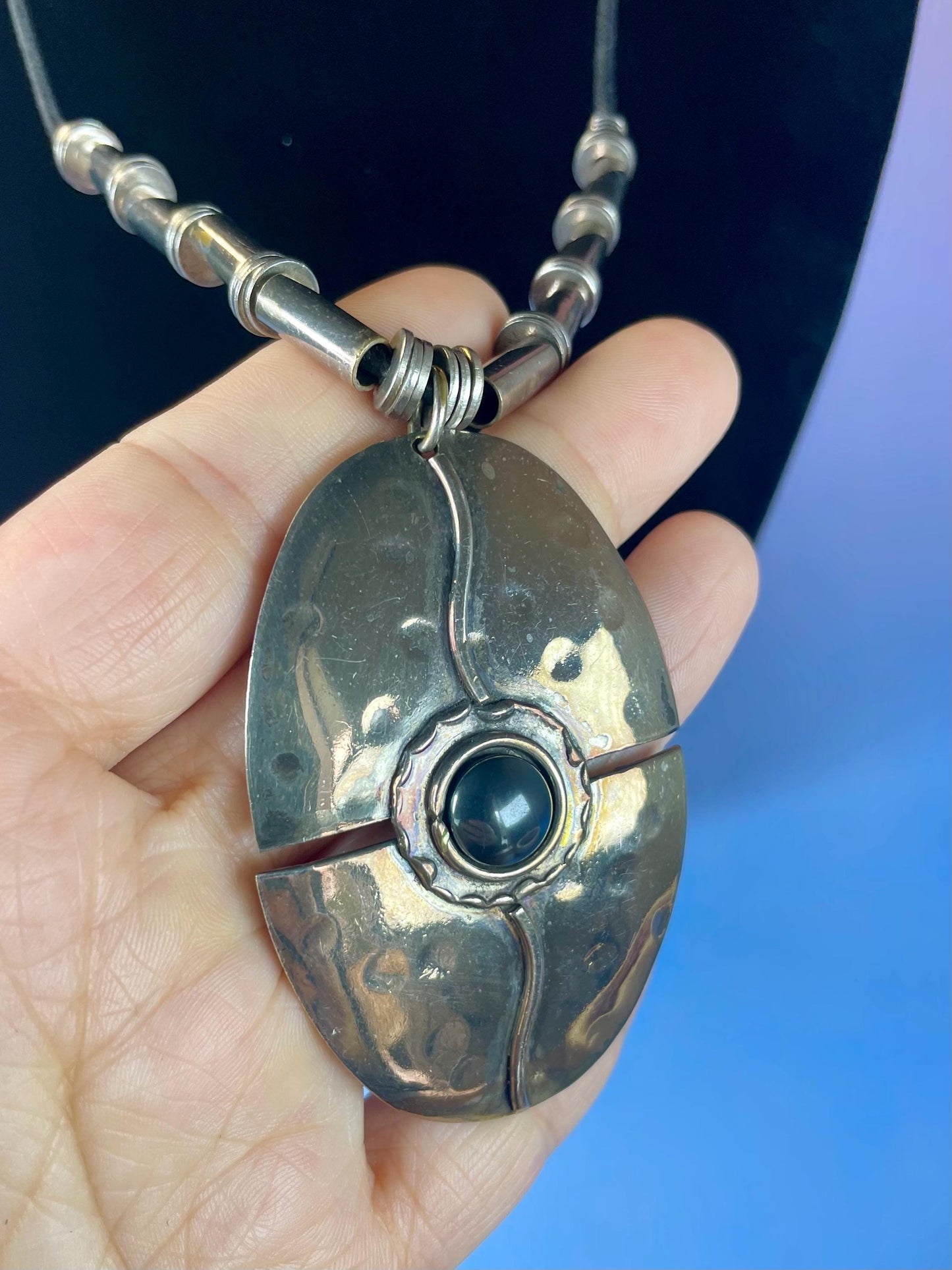 Bold Statement Necklace with Large 2.75 inch Pendant