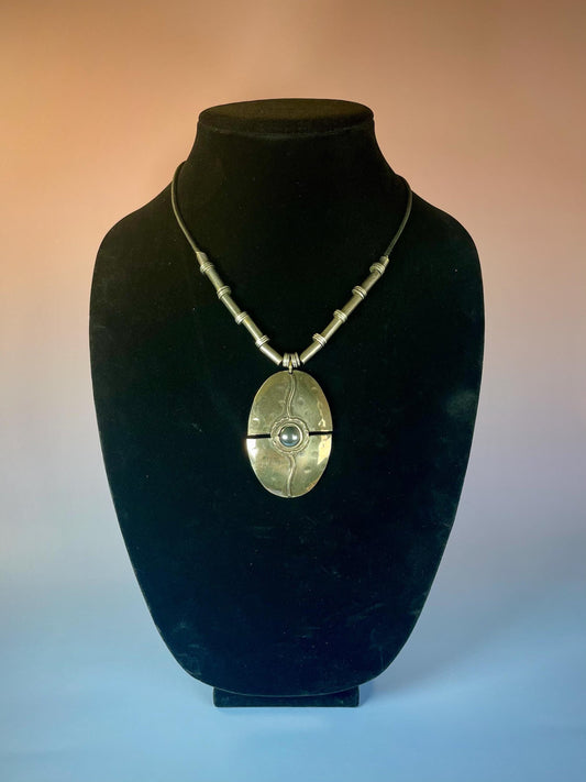 Bold Statement Necklace with Large 2.75 inch Pendant