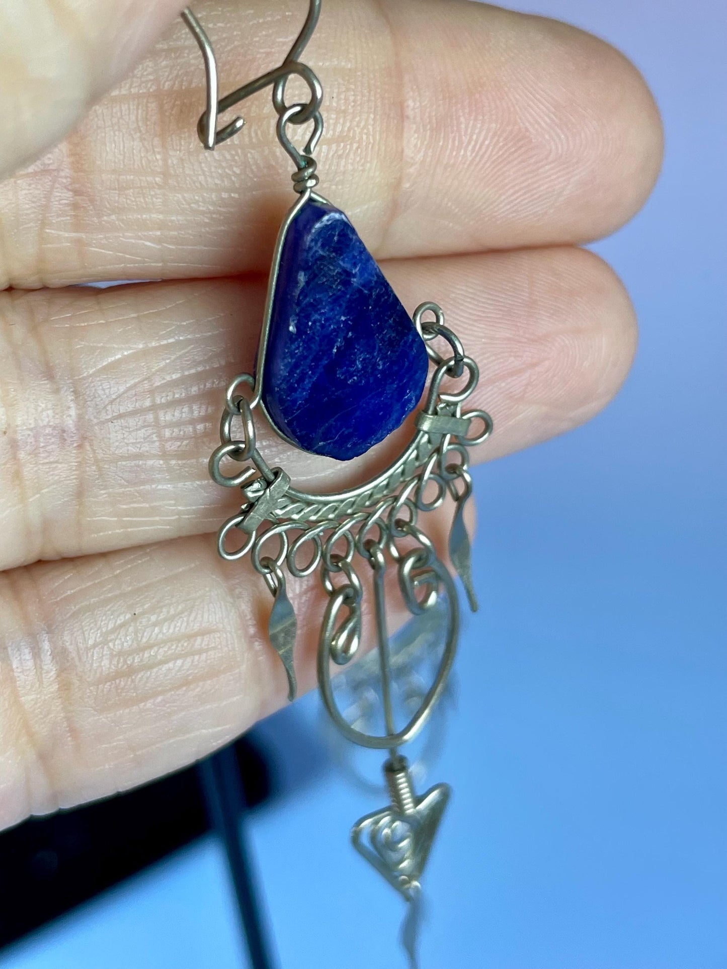 Gorgeous Blue Gemstone and Silver Necklace and Earring set