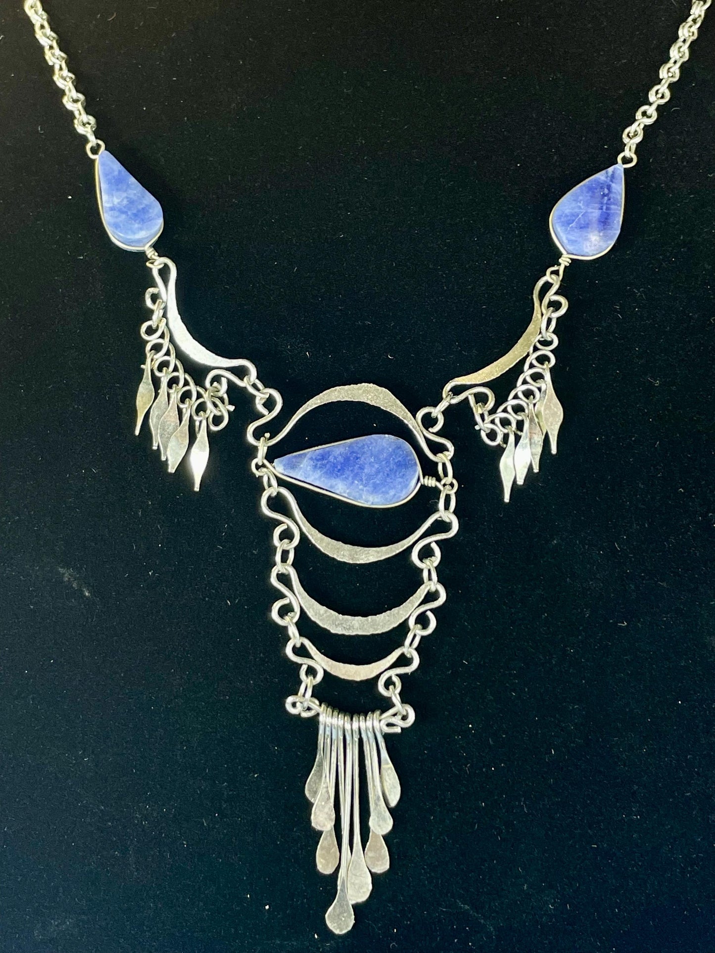 Gorgeous Blue Gemstone and Silver Necklace and Earring set