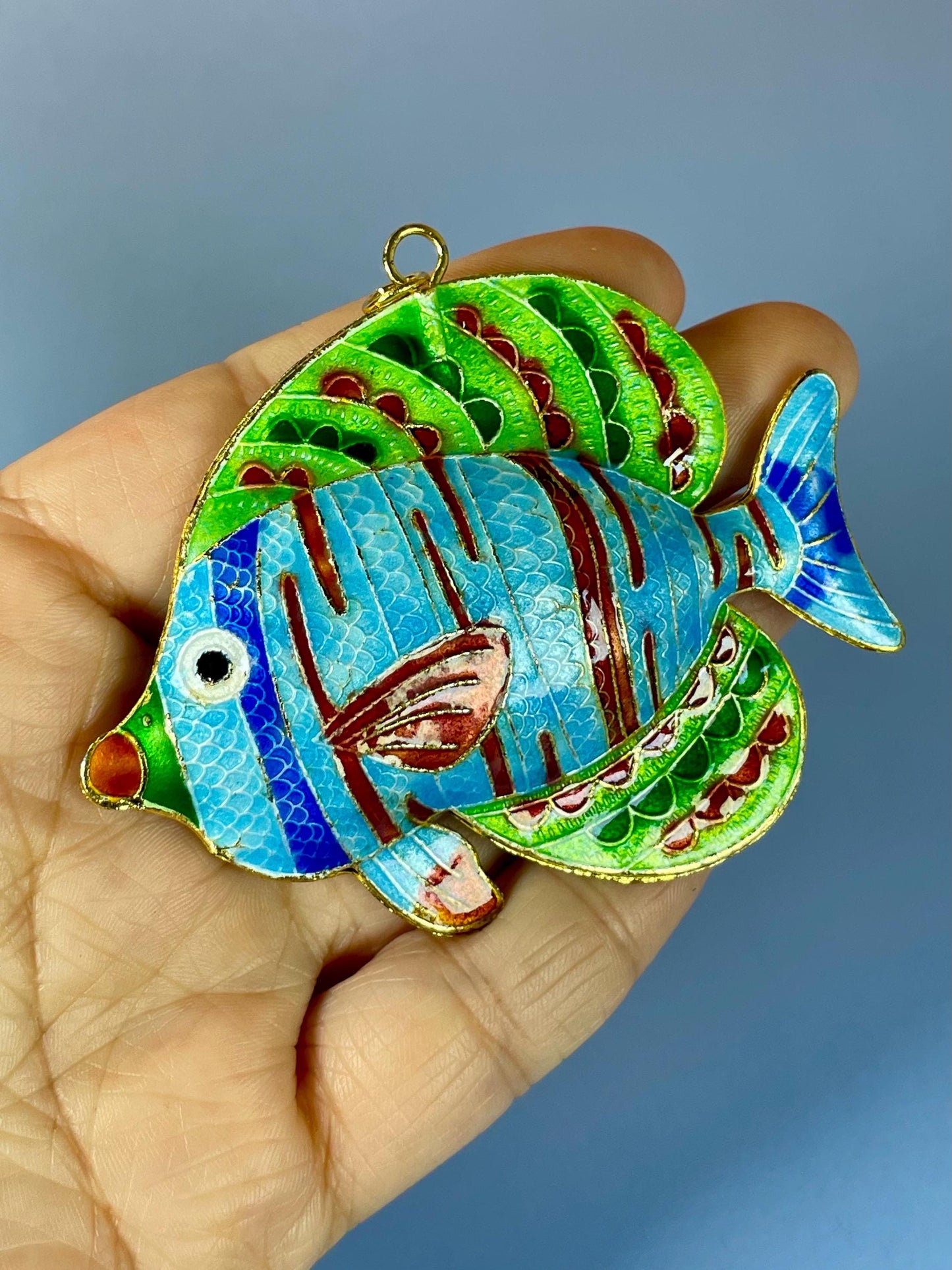 Chinese Vibrant enameled Metal Fish Pendant