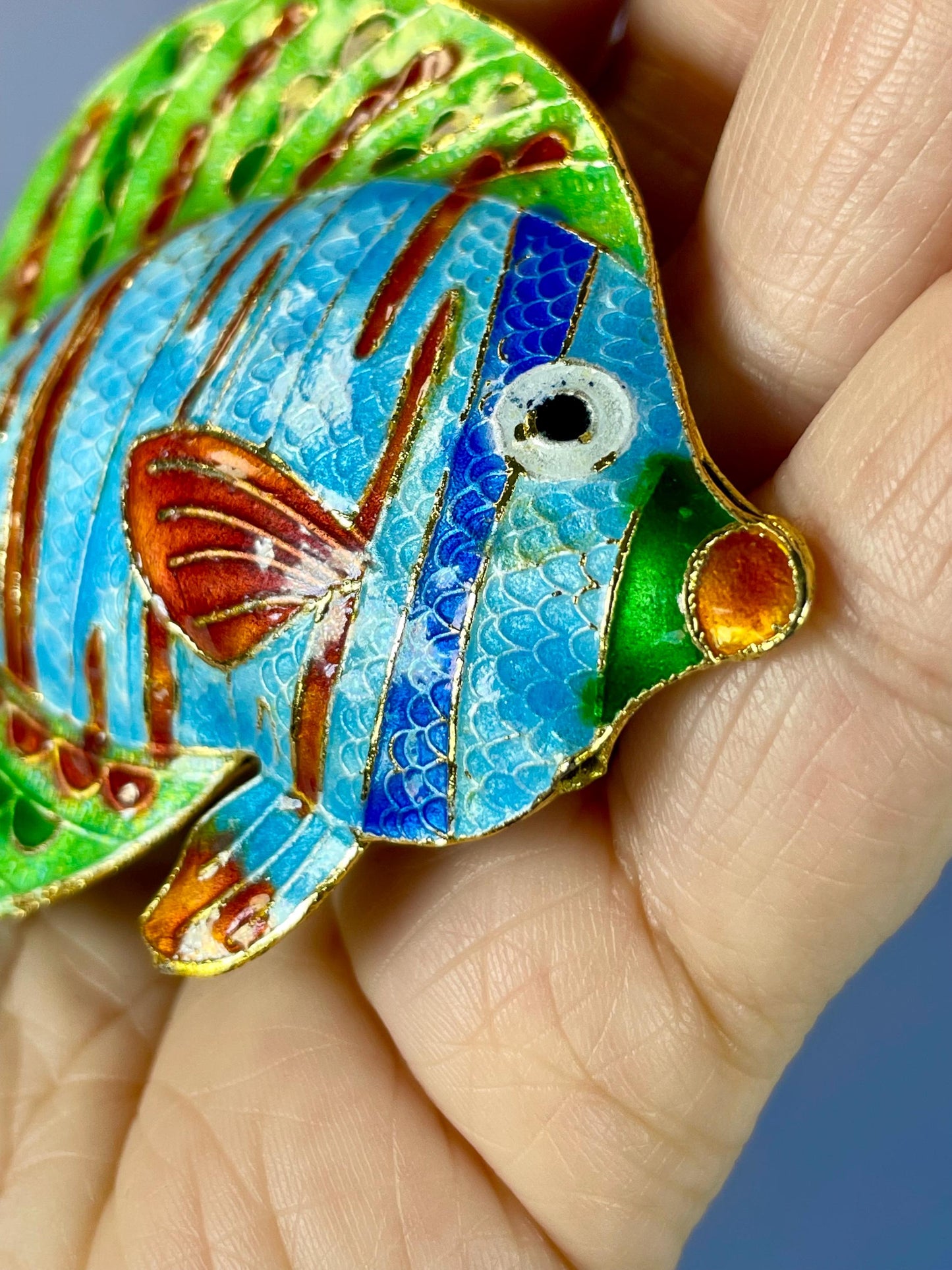 Chinese Vibrant enameled Metal Fish Pendant