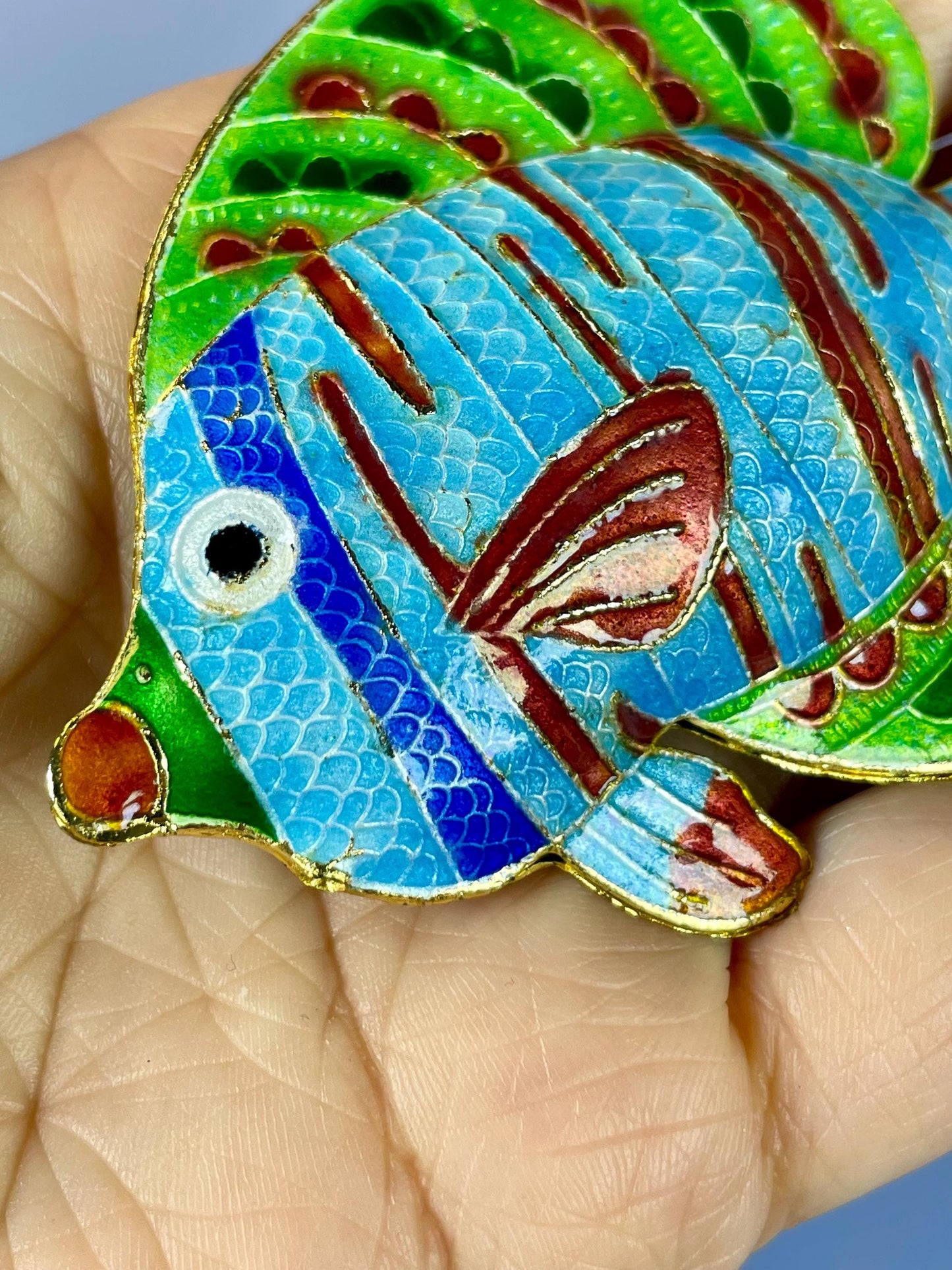 Chinese Vibrant enameled Metal Fish Pendant