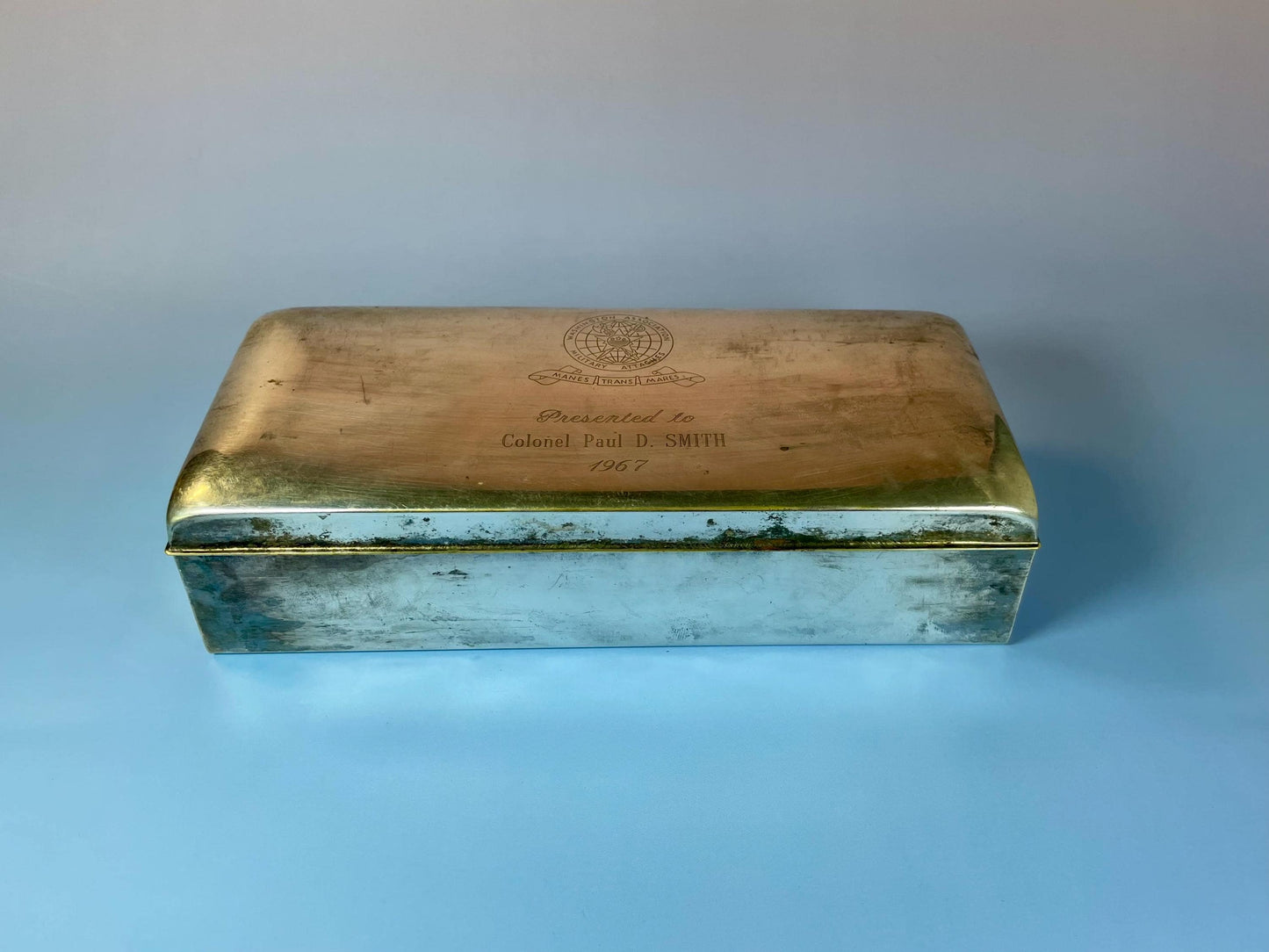 Cool Vintage Silver Plated Box  Engraved  1967  American military piece