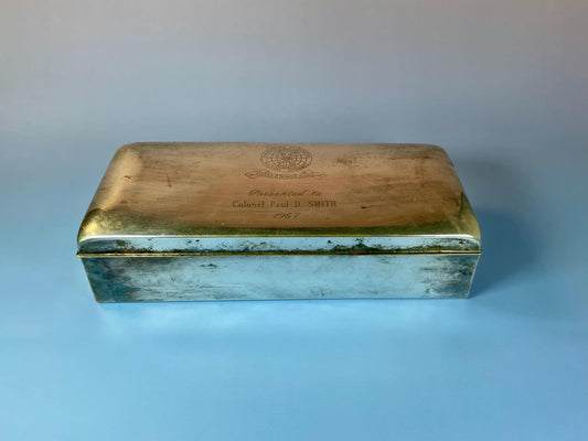 Cool Vintage Silver Plated Box  Engraved  1967  American military piece