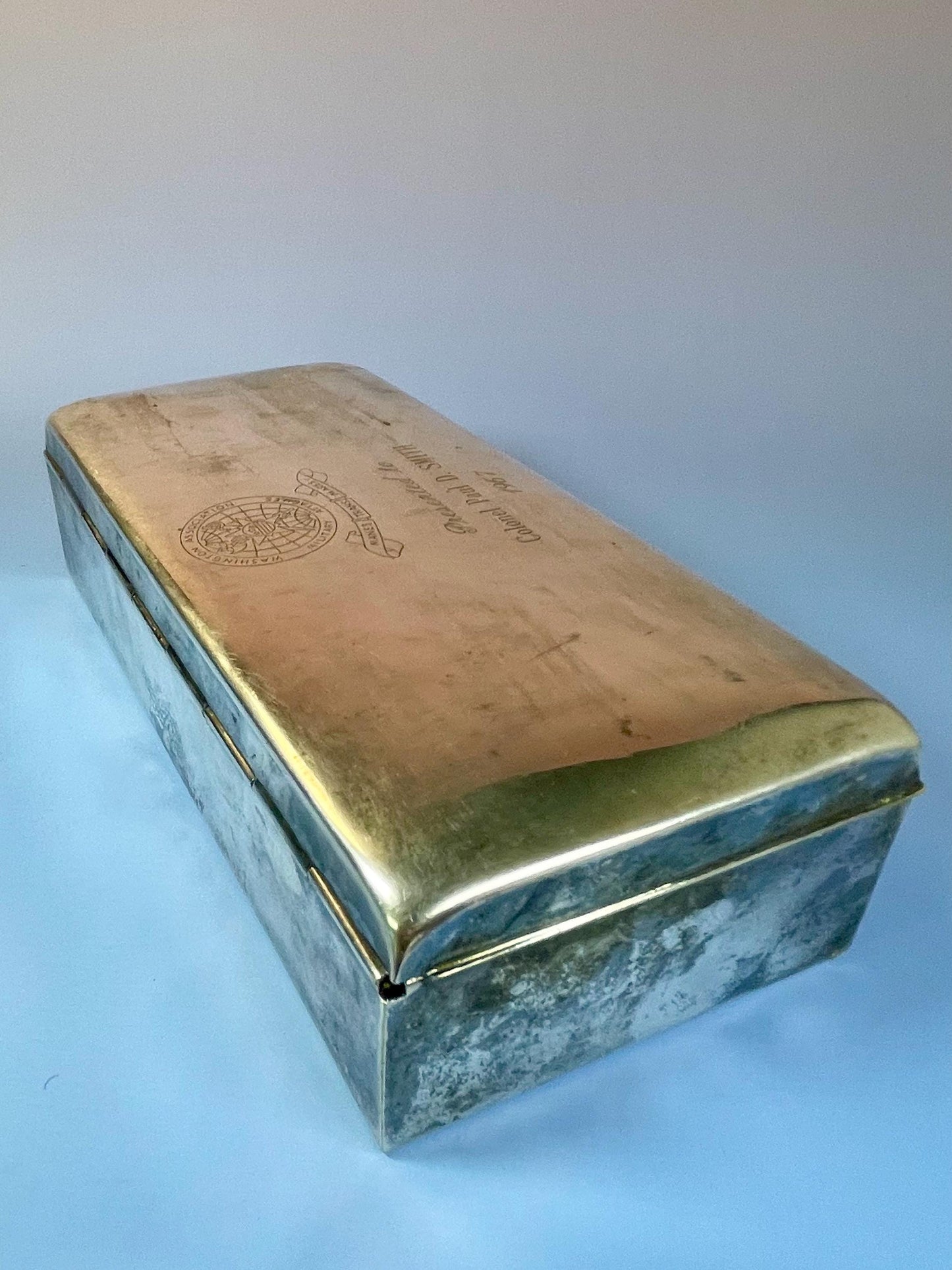 Cool Vintage Silver Plated Box  Engraved  1967  American military piece