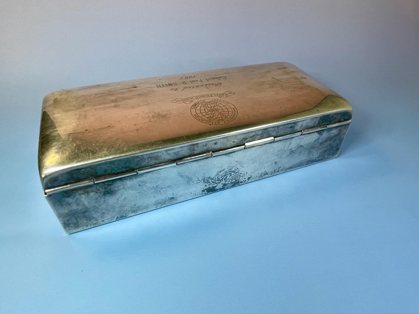 Cool Vintage Silver Plated Box  Engraved  1967  American military piece