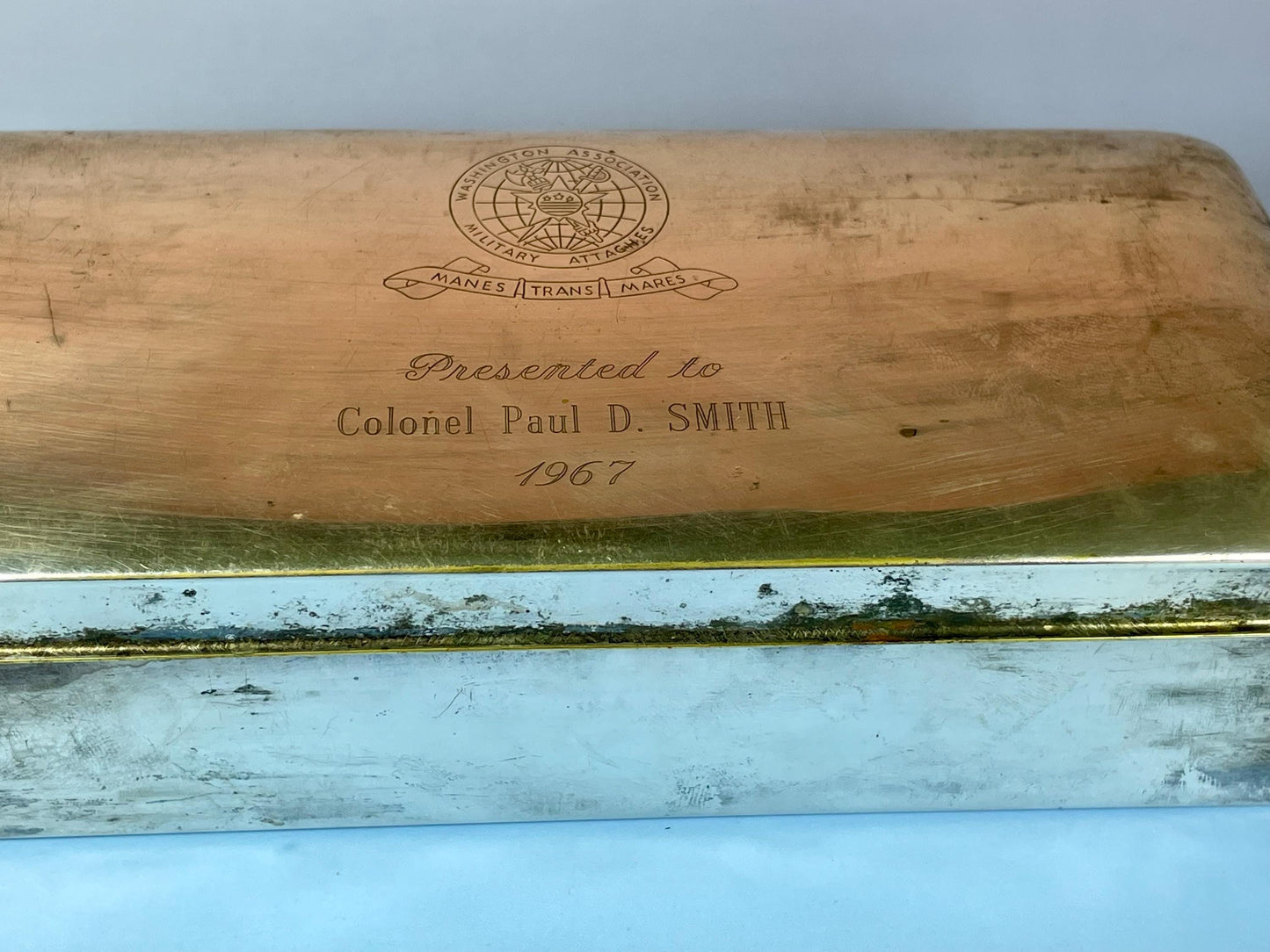 Cool Vintage Silver Plated Box  Engraved  1967  American military piece