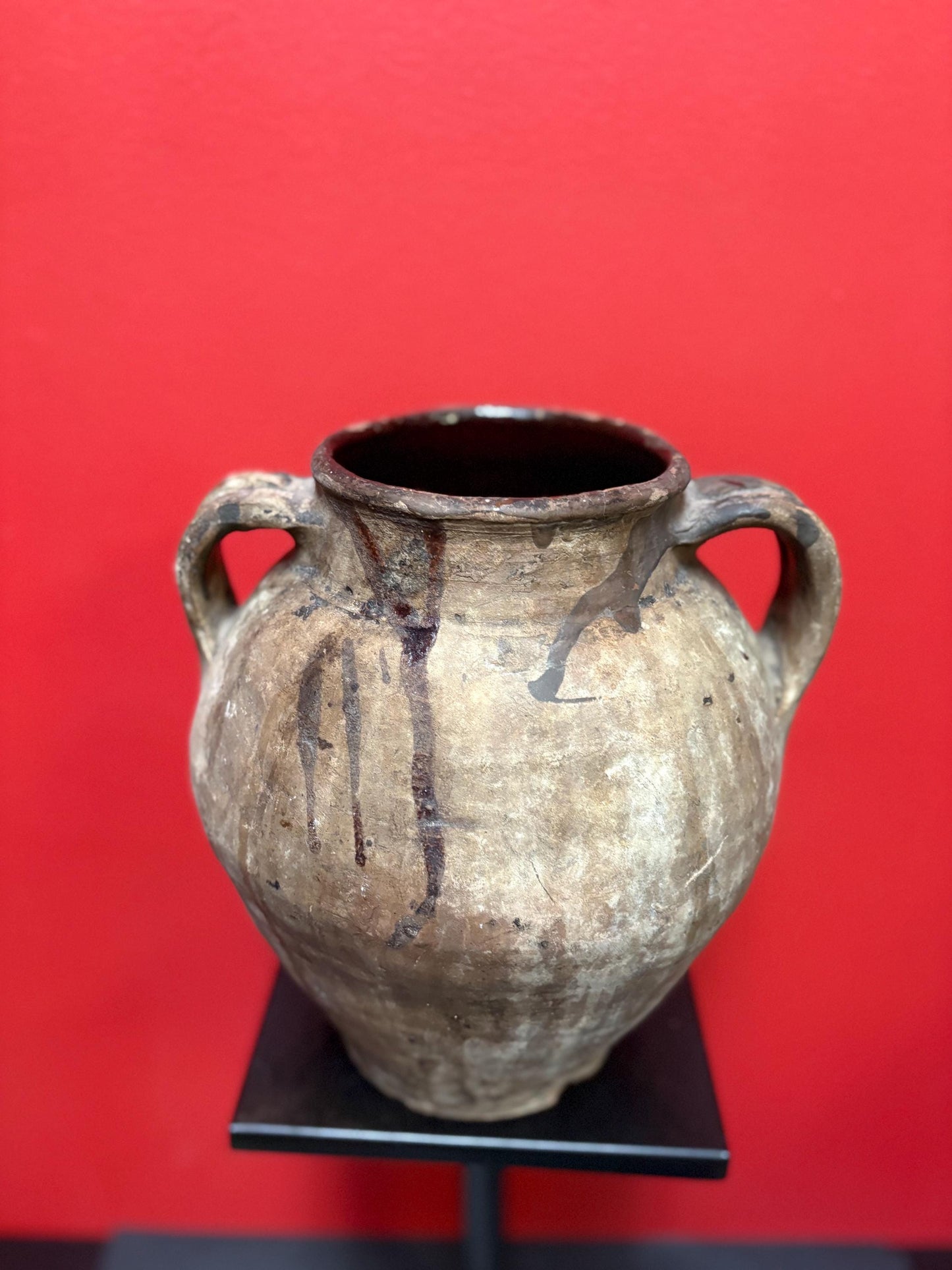 Approximately pre-10 century South American earthenware pot  some damage  see photos - museum quality  10 inches tall - simplistic beauty