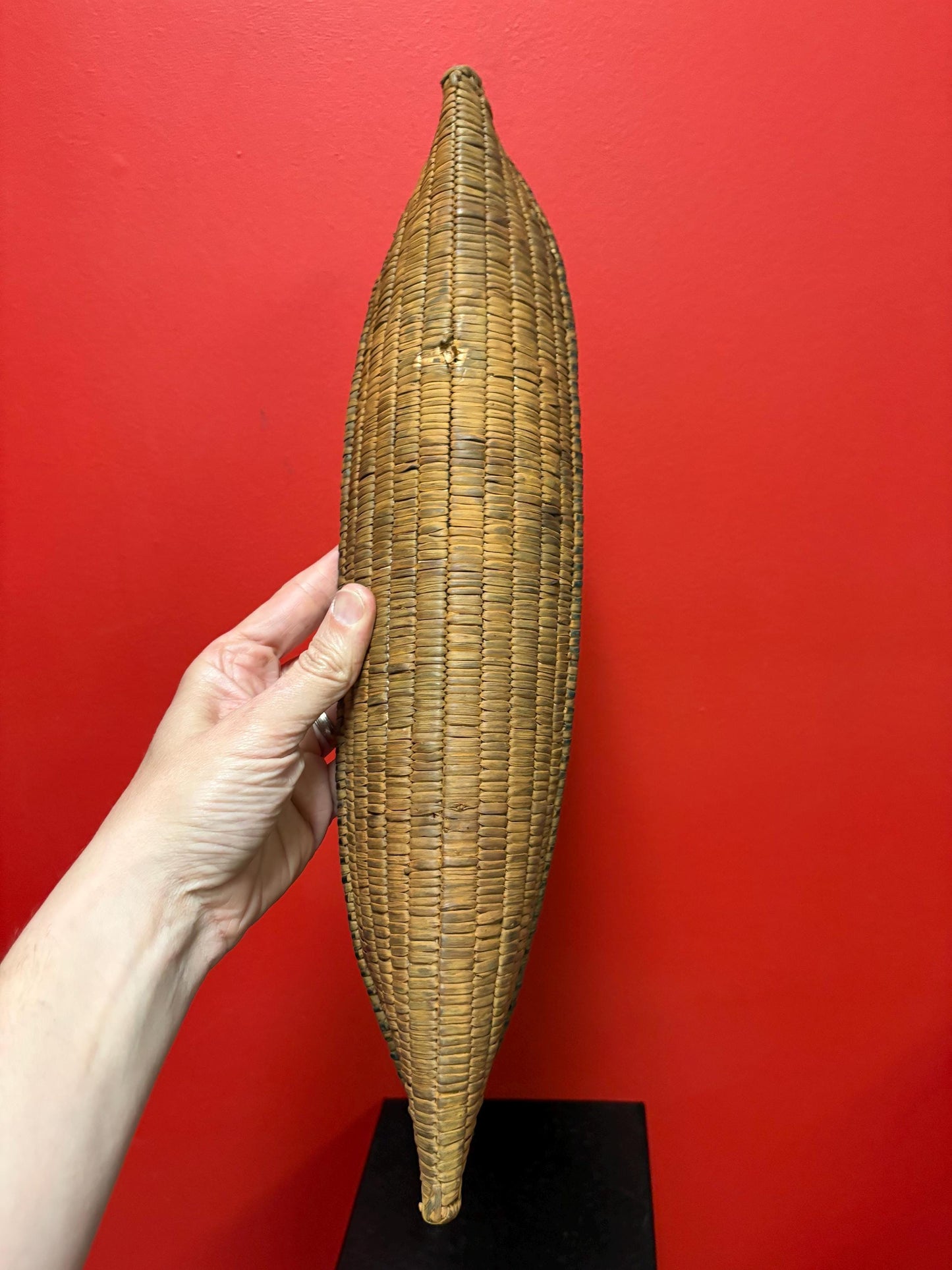 Beautiful indigenous first nations coast Salish weave basket canoe   18 inches long  Canadian historical piece