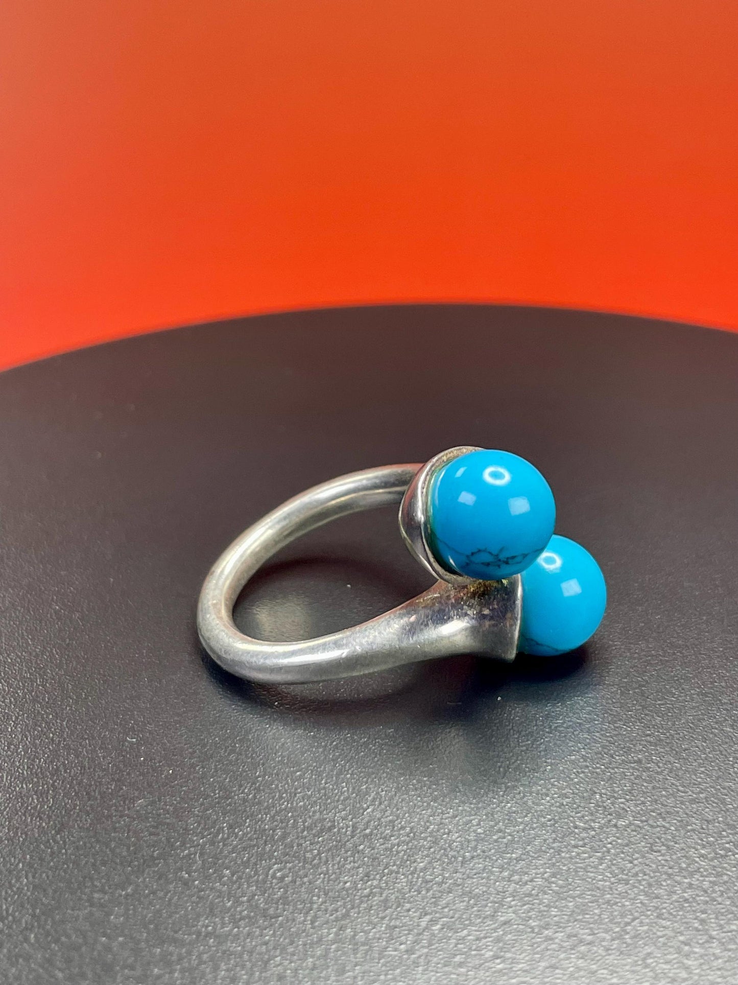 Lovely Navajo sterling silver and turquoise ring   size 9  shiny and beautiful  amazing value