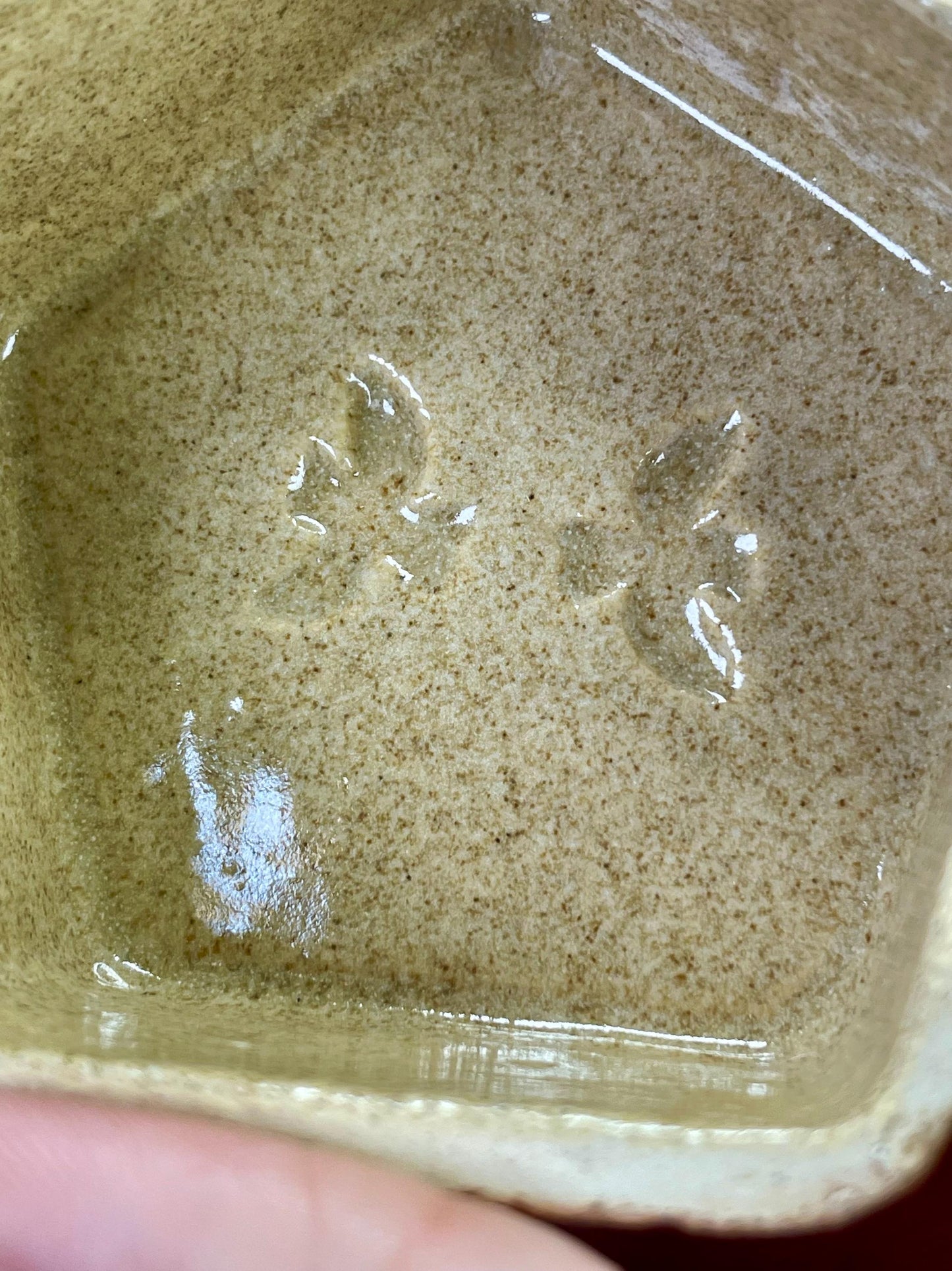 A Fabulous 3 inch wide lidded pottery dish  Butterfly design perfect condition