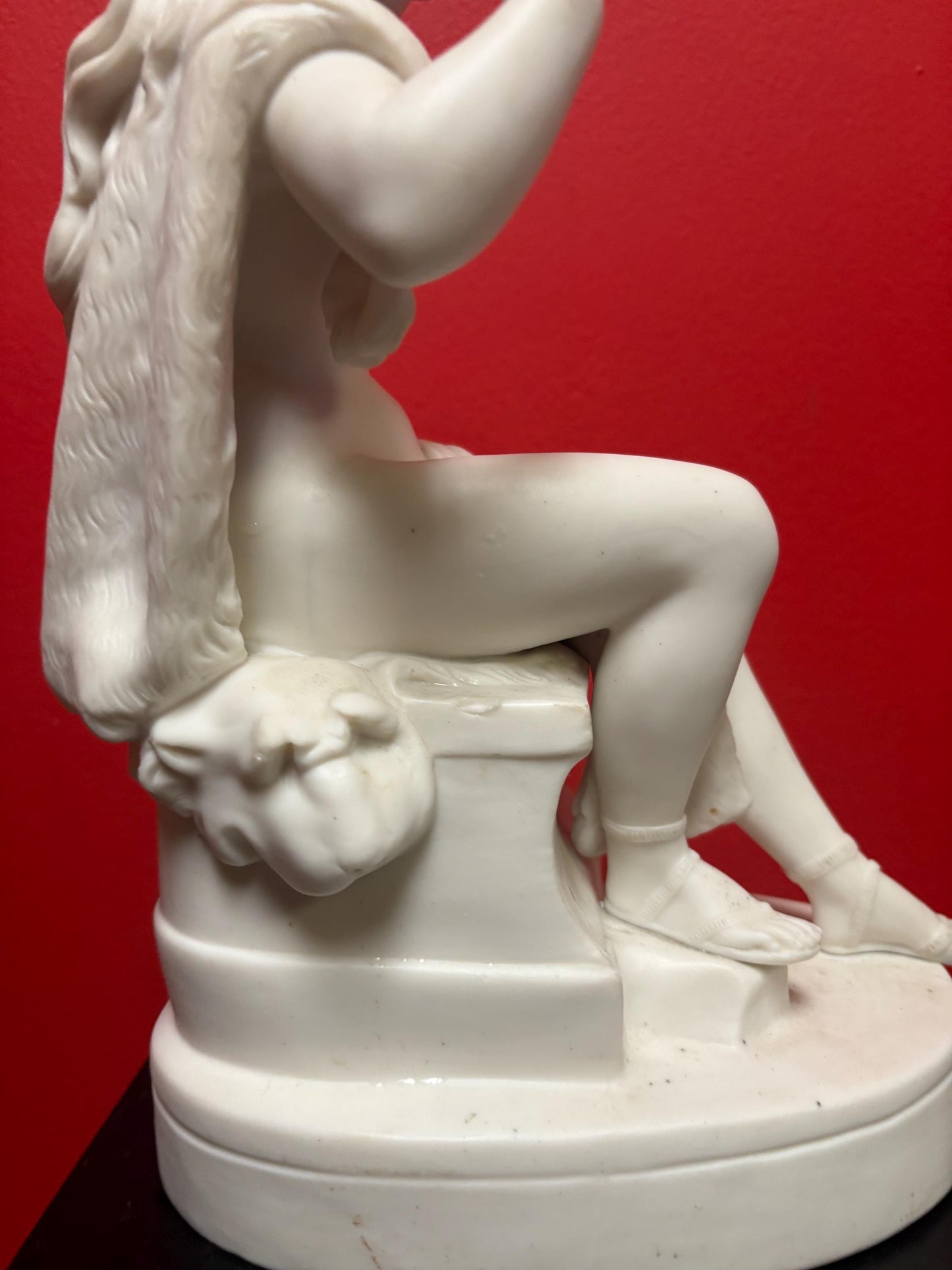 Fantastic early 19 century English porcelain nude wrapped in blanket and snake some marks etc   wonderful detail- 18 x 13“ wide