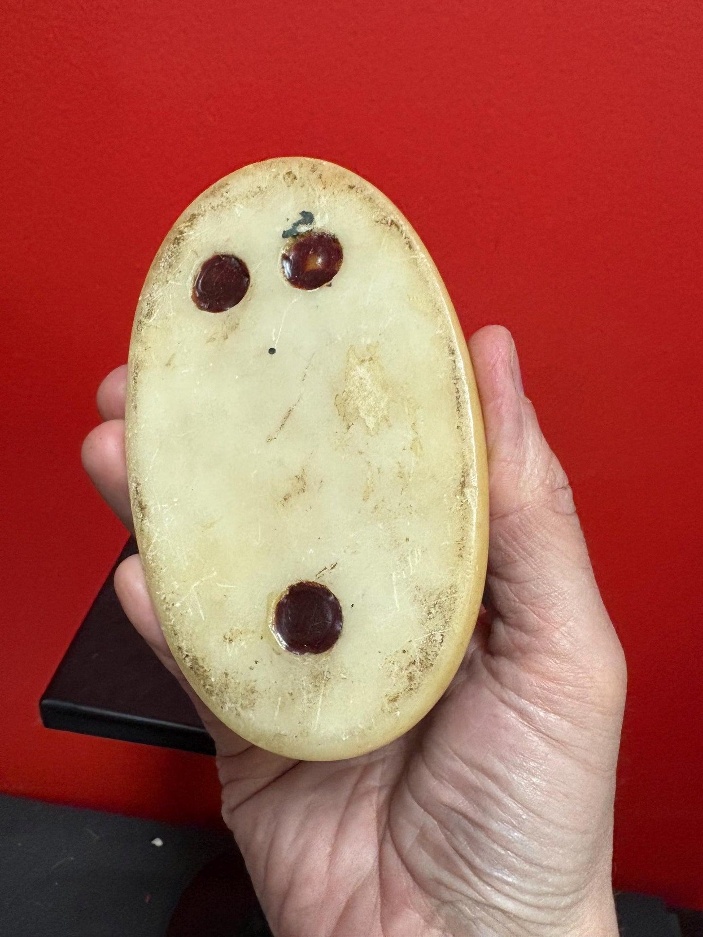 Magnificent antique French mens military pocket watch holder in the shape of a helmet with brass onyx and abalone in mint condition  5 x 5