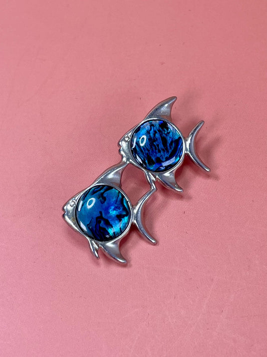 Cute Untested Silver Fish brooch