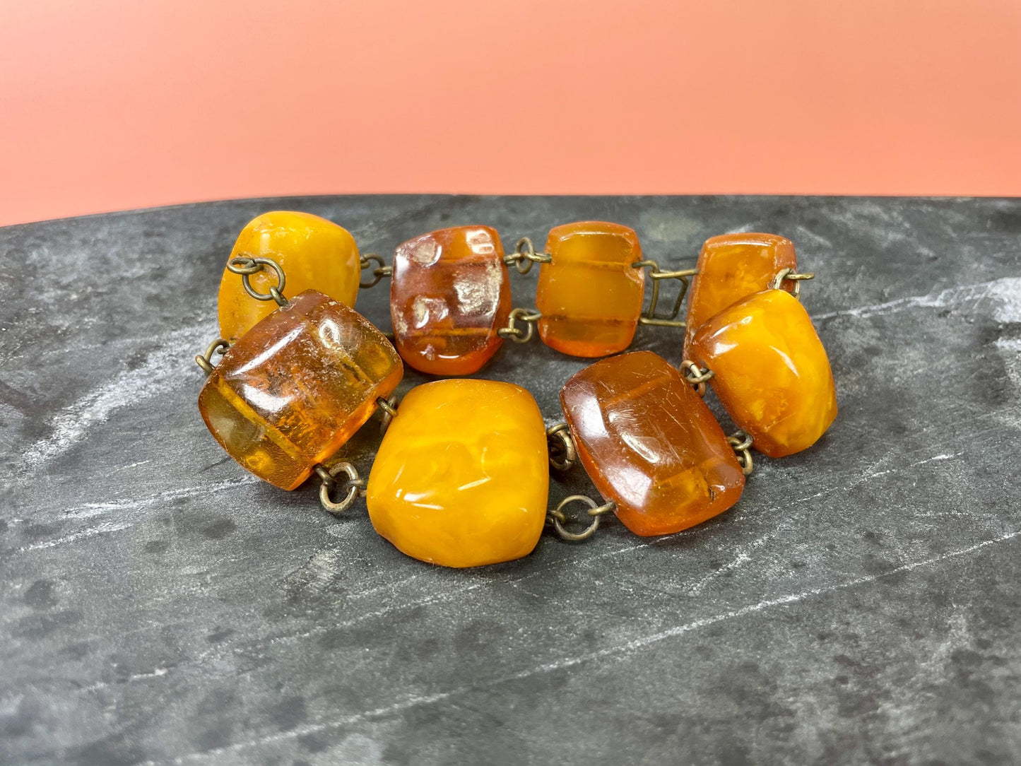 Chunky Amber Bracelet  approximately 8.5 inches unclasped