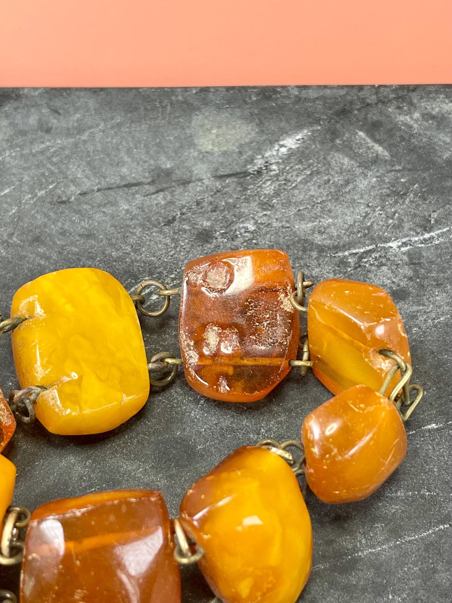 Chunky Amber Bracelet  approximately 8.5 inches unclasped