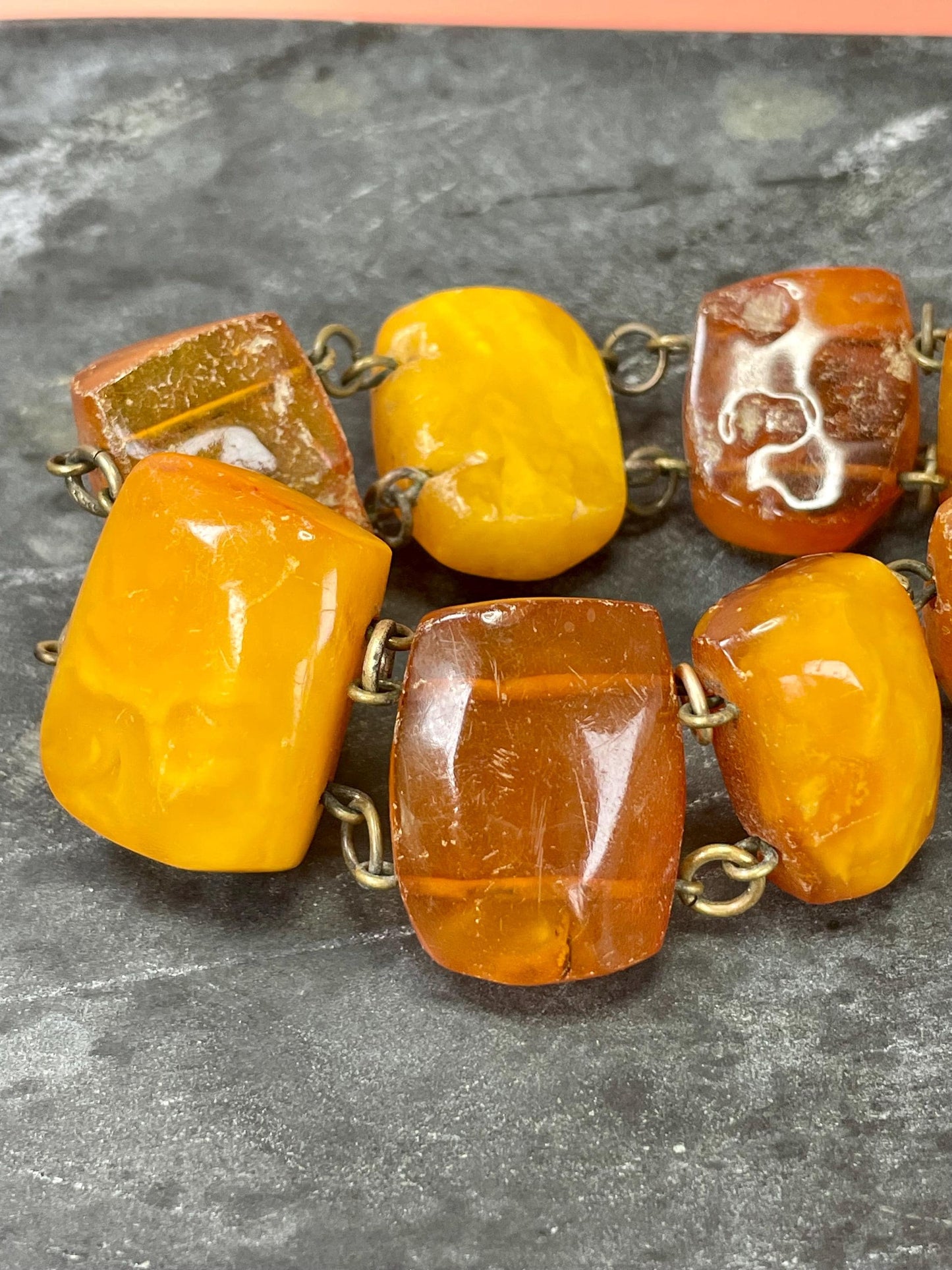 Chunky Amber Bracelet  approximately 8.5 inches unclasped