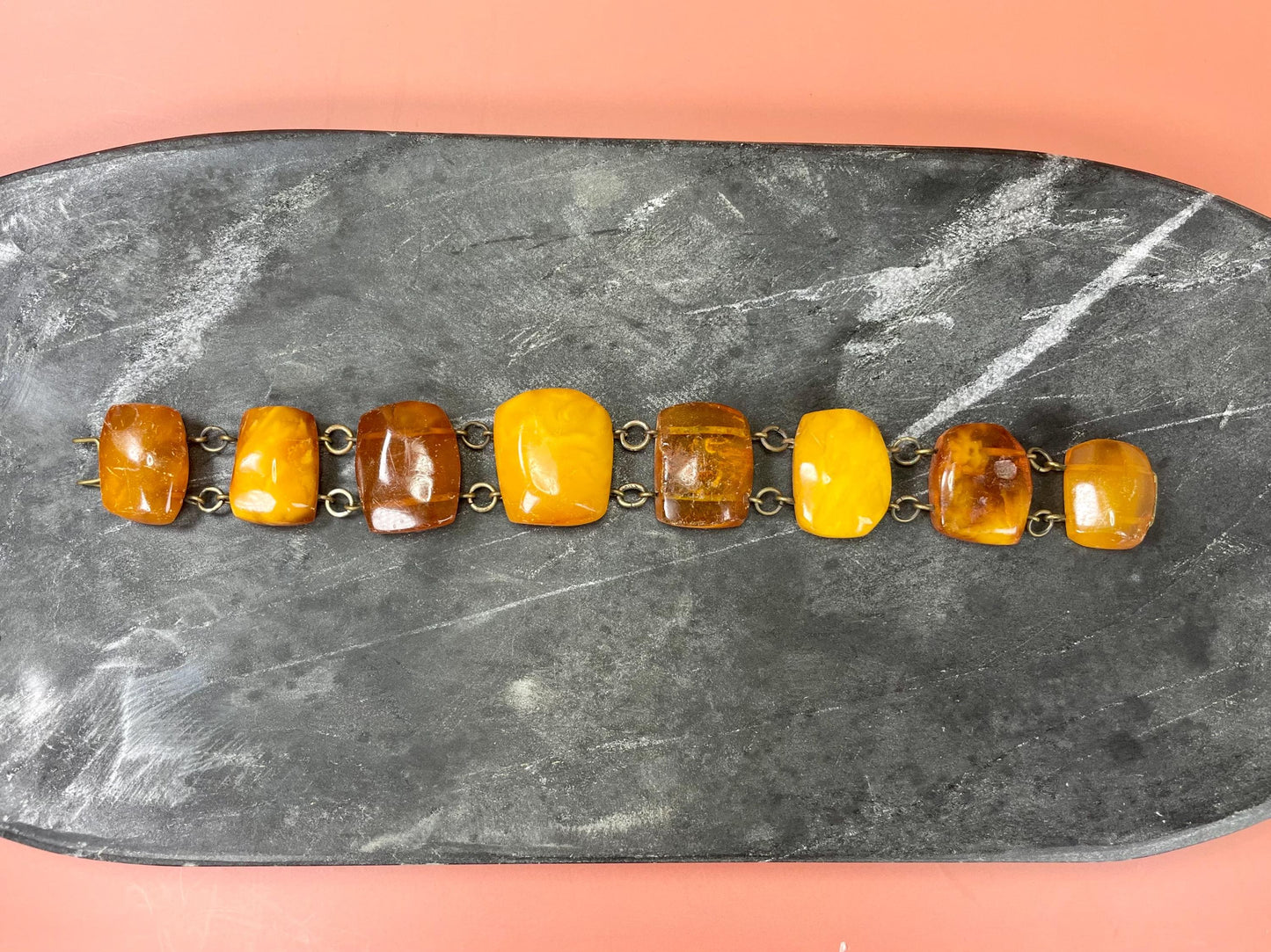 Chunky Amber Bracelet  approximately 8.5 inches unclasped