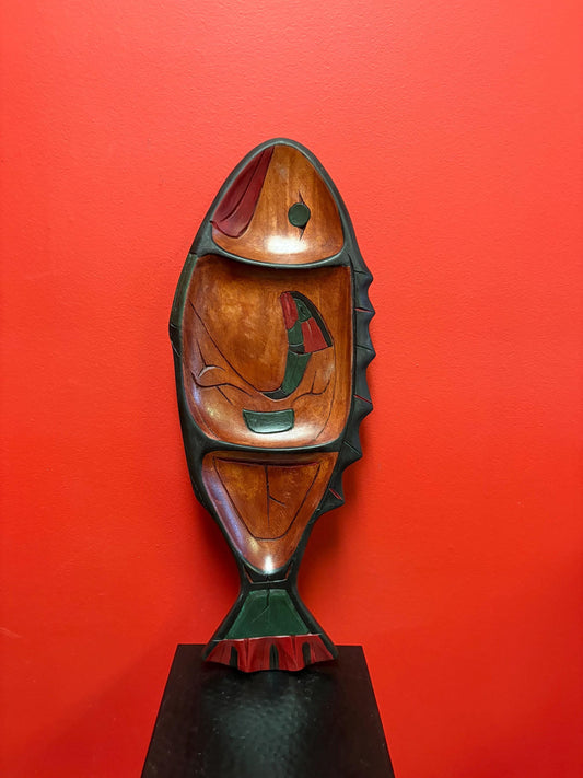 Beautiful Canadian indigenous first nations pacific West Coast Frank and Dora Frenchie salmon shaped feast bowl - 19 x 7 wide A