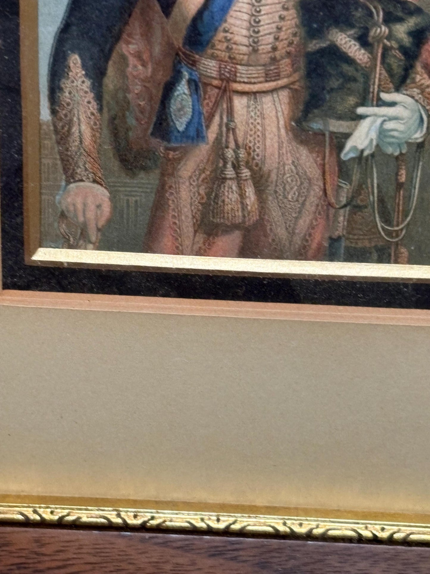 Stunning authentic English Baxter print in wonderful frame  10.5 x 9  incredible quality   royalty