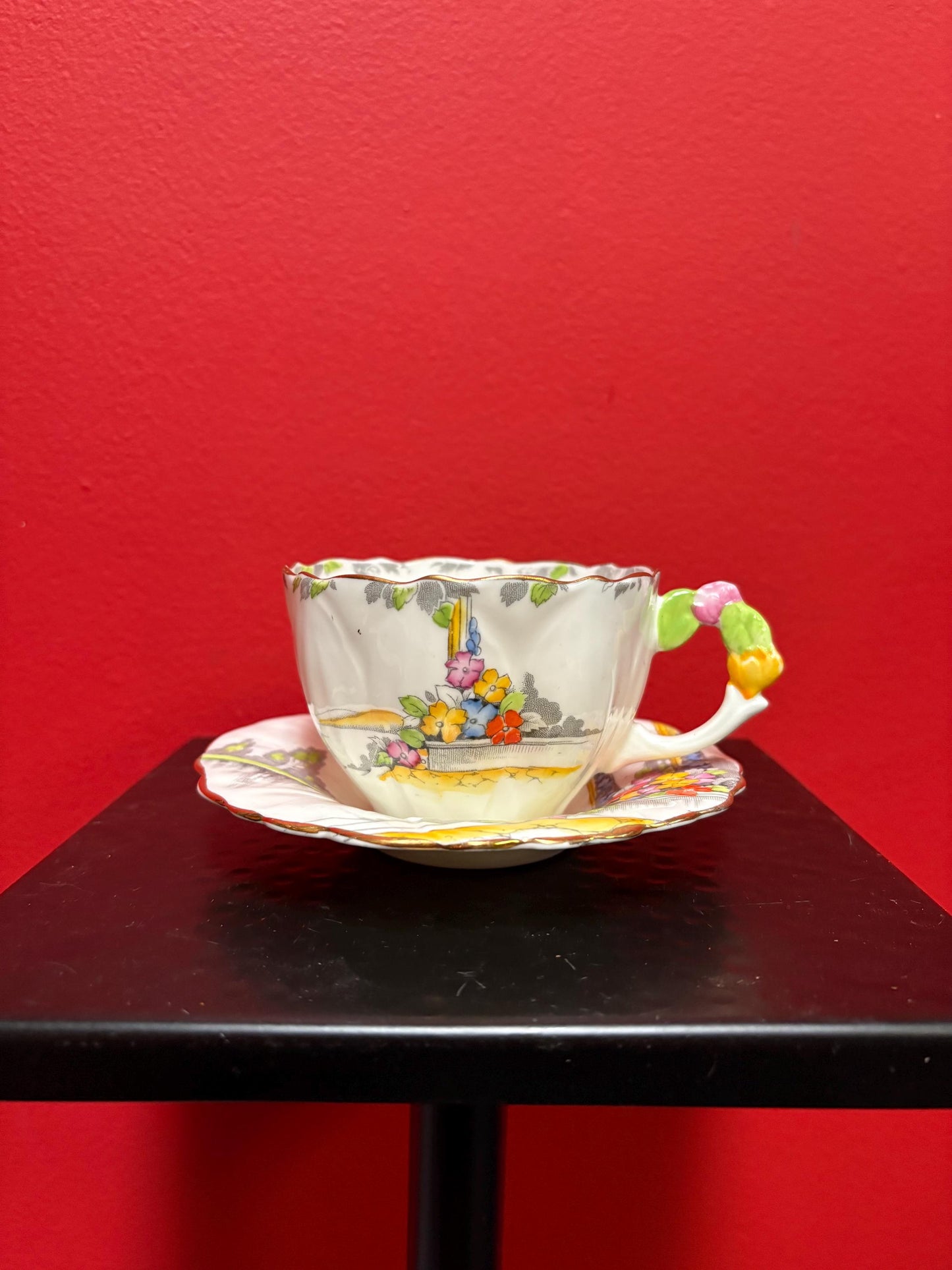 Lovely paragon cup and saucer   flower handle - great condition - see photos