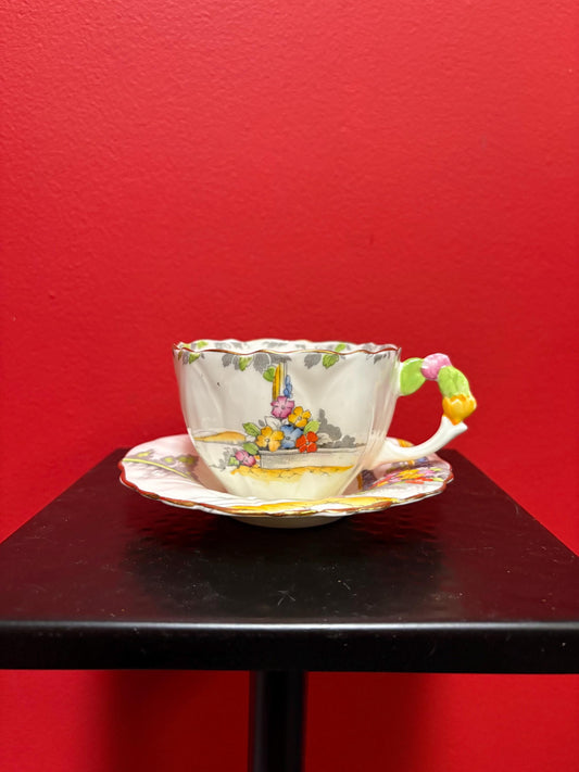 Lovely paragon cup and saucer   flower handle - great condition - see photos
