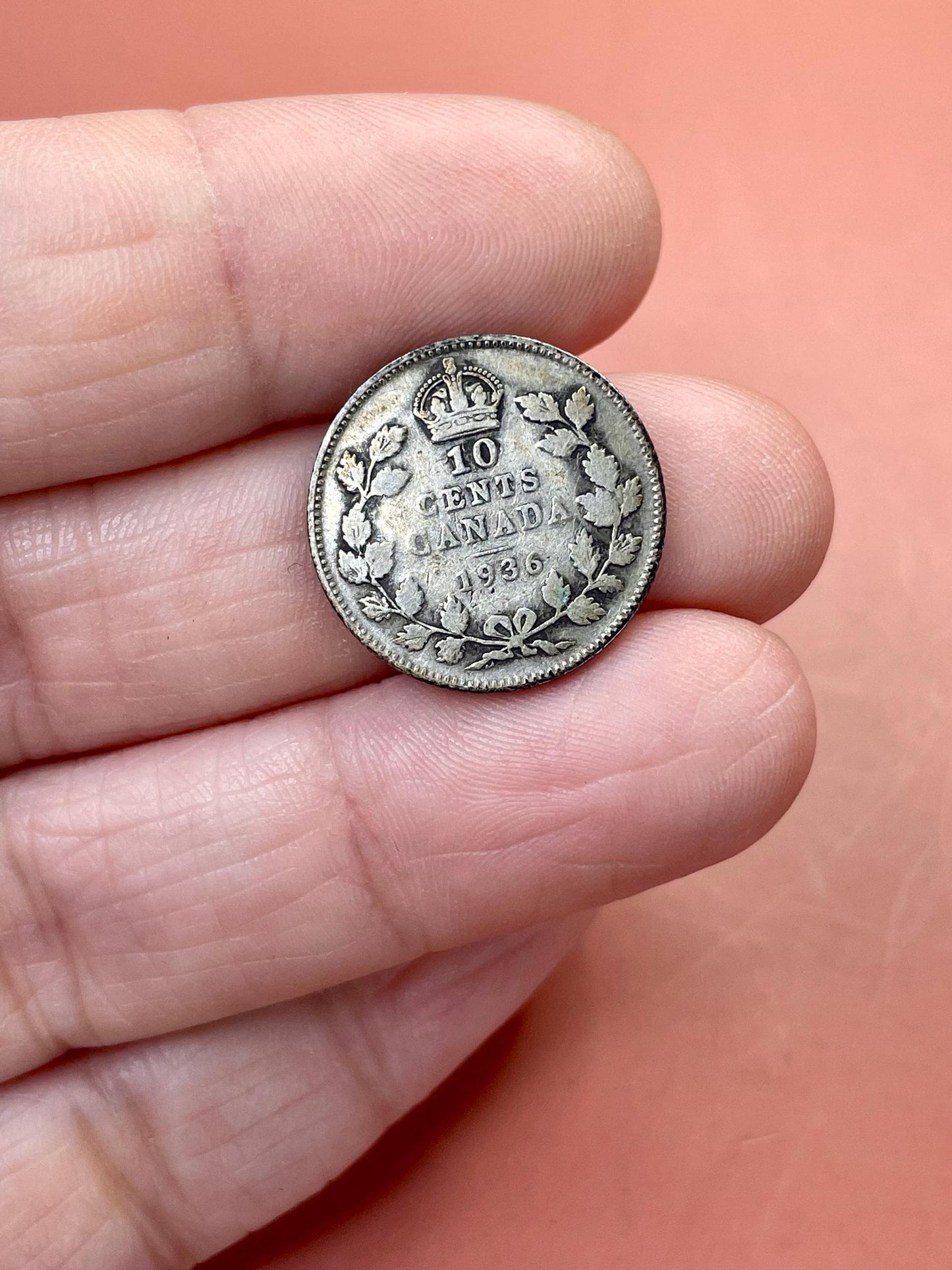 Canadian Currency Ten Cent Coin from 1936