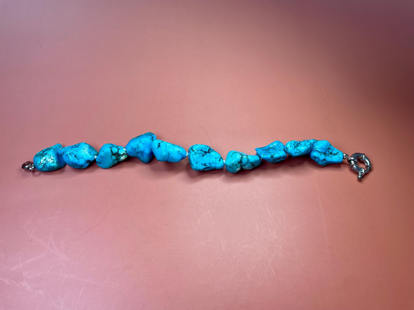 Chunky Real Turquoise Bracelet Approximately 8 inches
