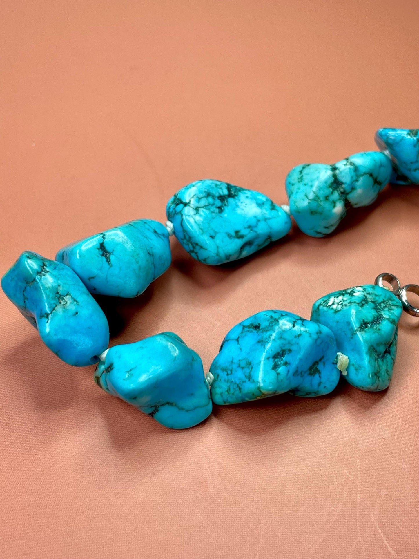 Chunky Real Turquoise Bracelet Approximately 8 inches
