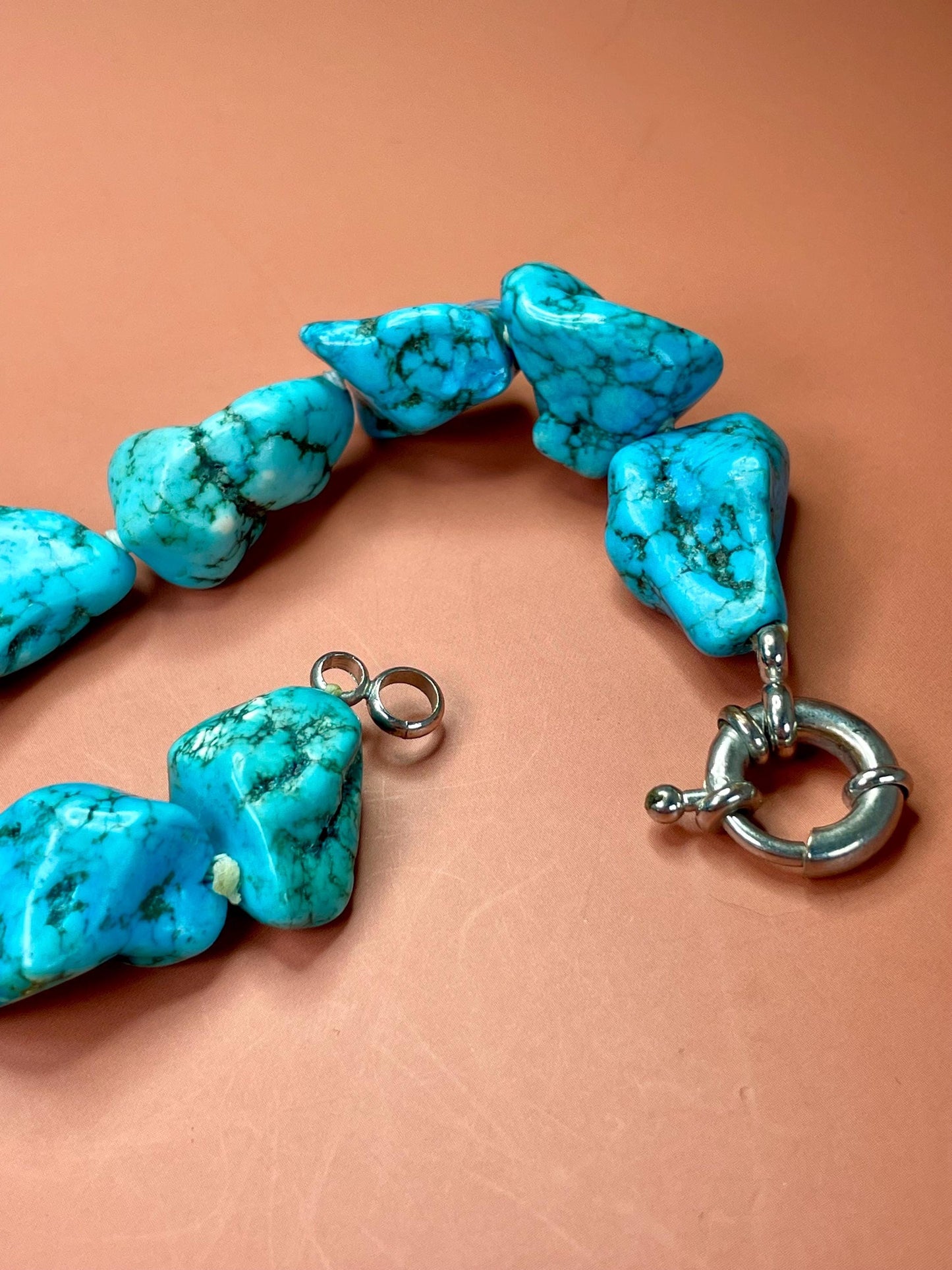 Chunky Real Turquoise Bracelet Approximately 8 inches