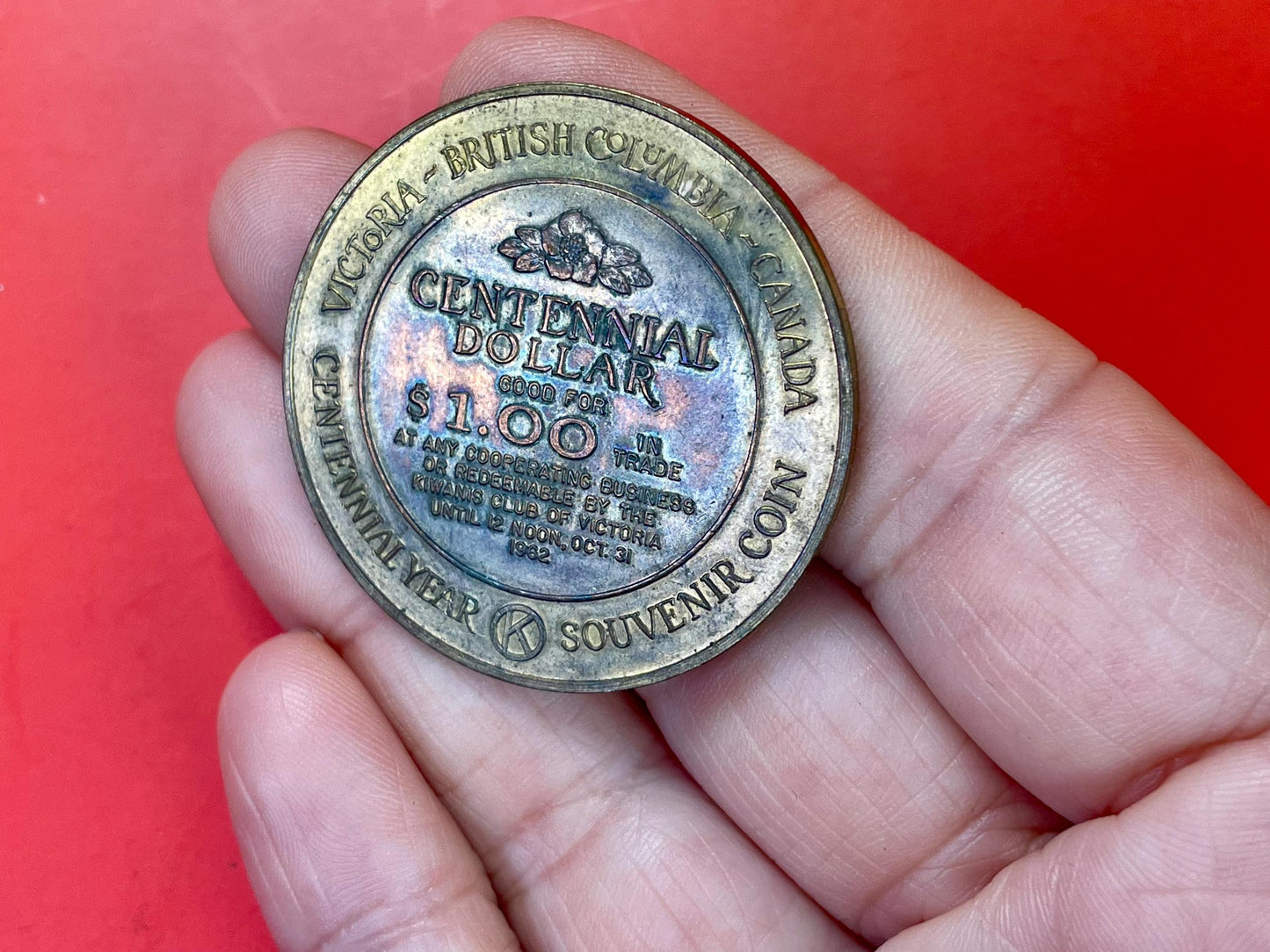 Vintage Victoria BC Centennial Dollar Coin and A British 5 Shilling Coin