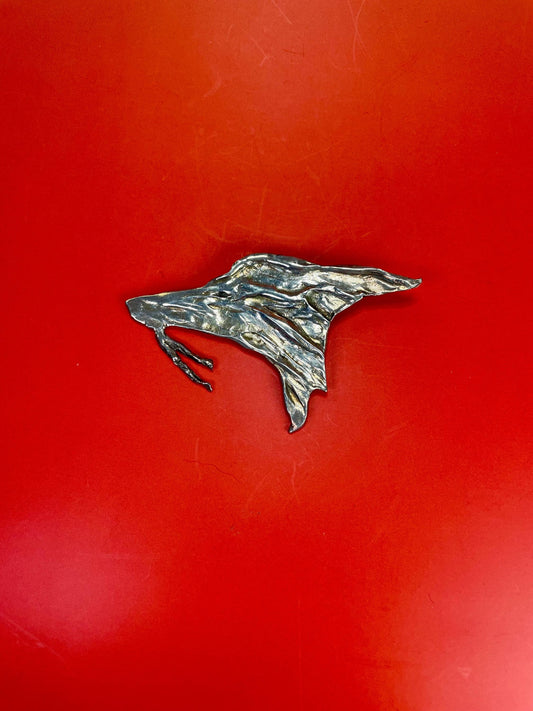 Lovely 3 1/2 inch wide Untested silver Wolf pendant  great gift