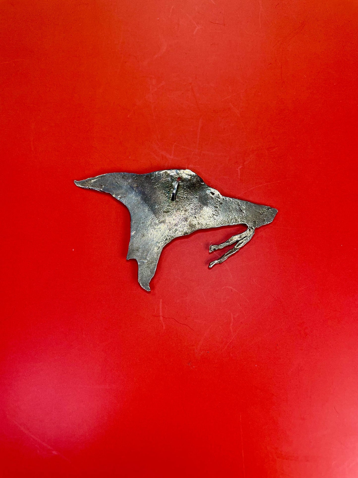 Lovely 3 1/2 inch wide Untested silver Wolf pendant  great gift